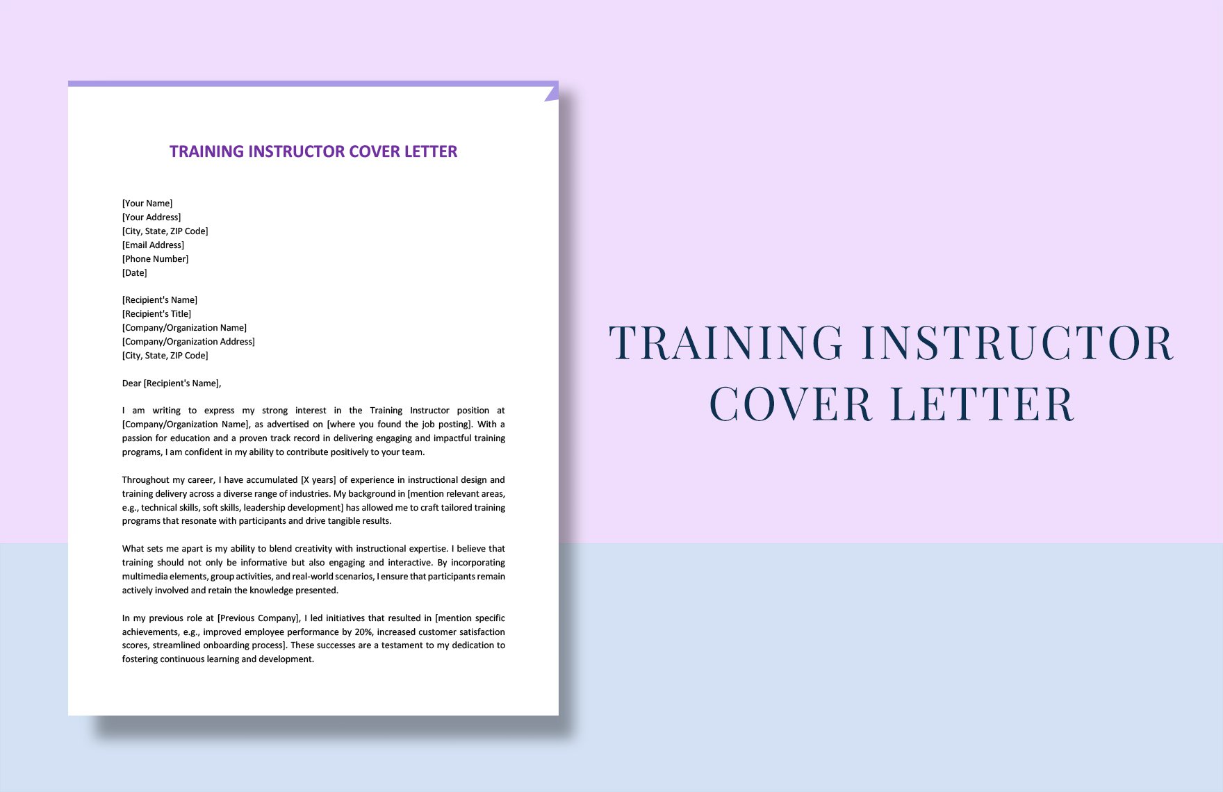 Training Instructor Cover Letter