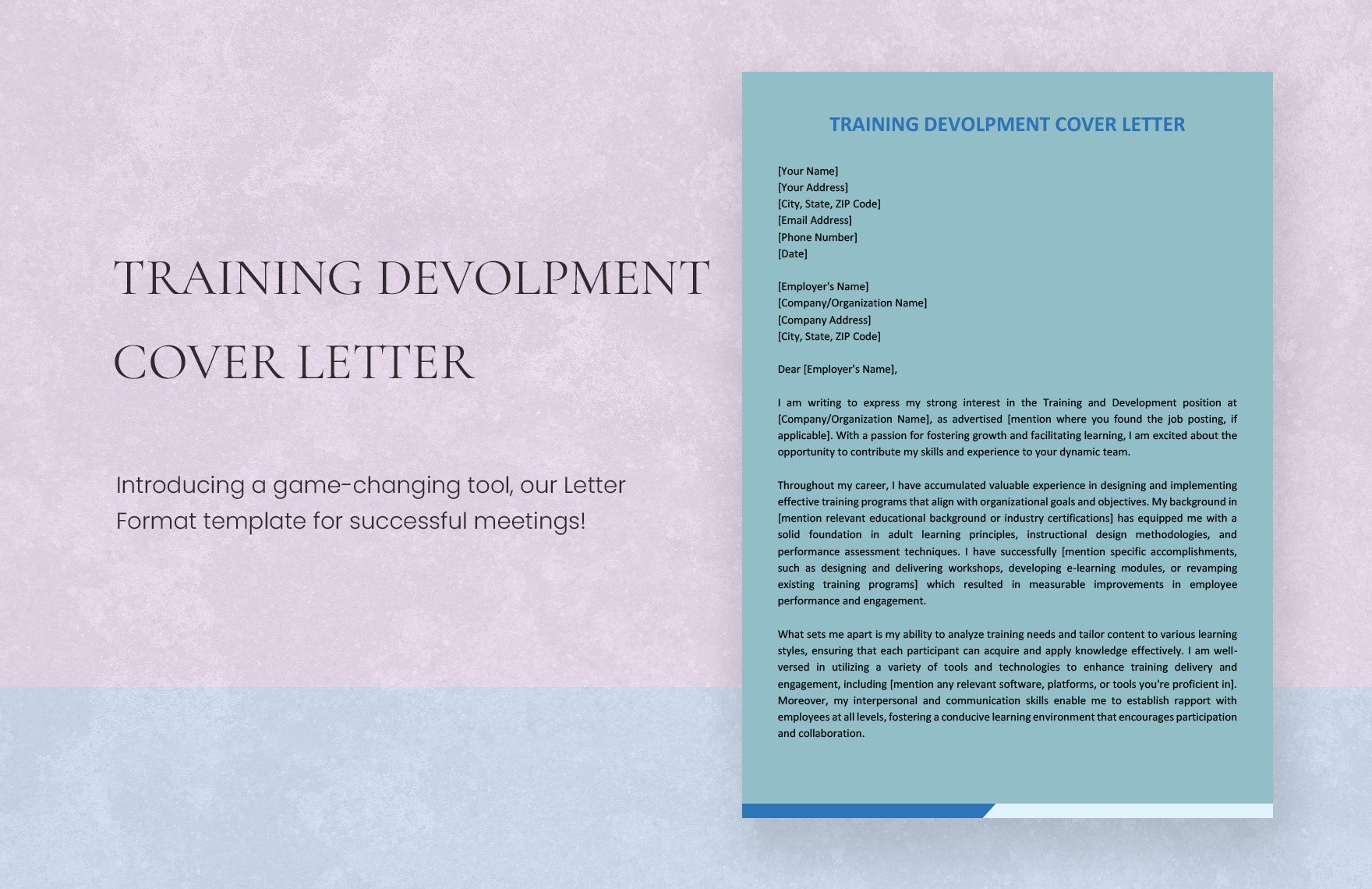 cover letter for training and development position word document