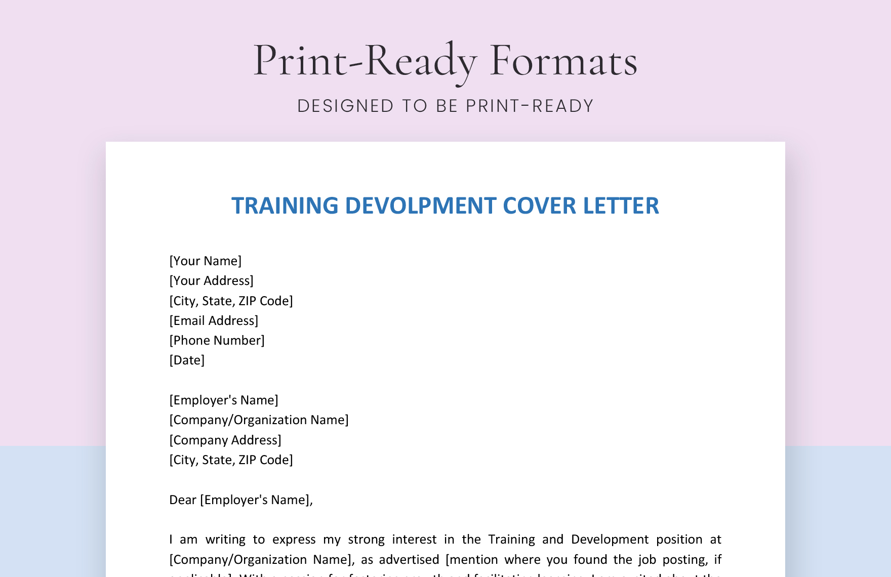 Training Development Cover Letter