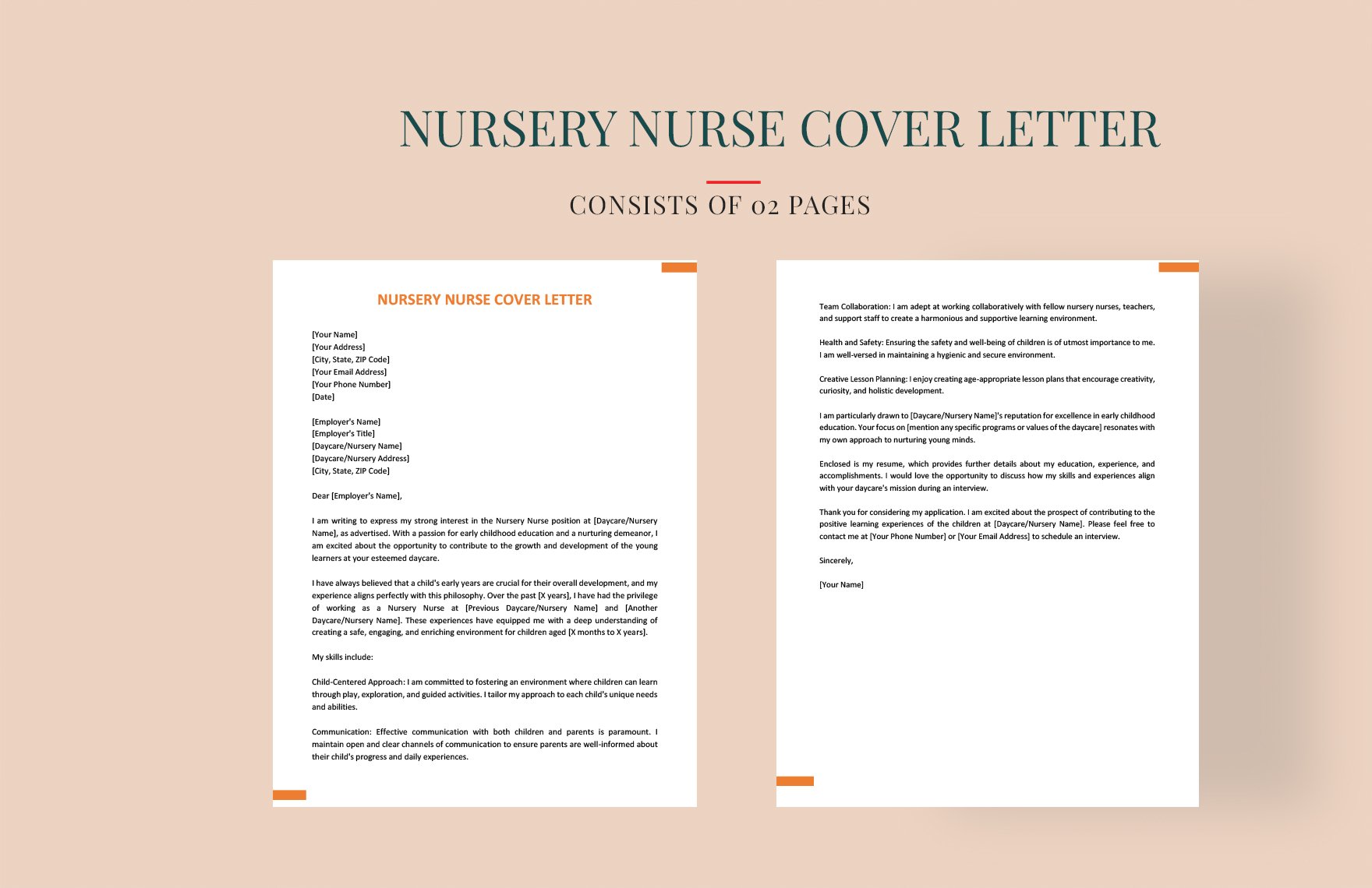 Nursery Nurse Cover Letter in Word, Google Docs, PDF