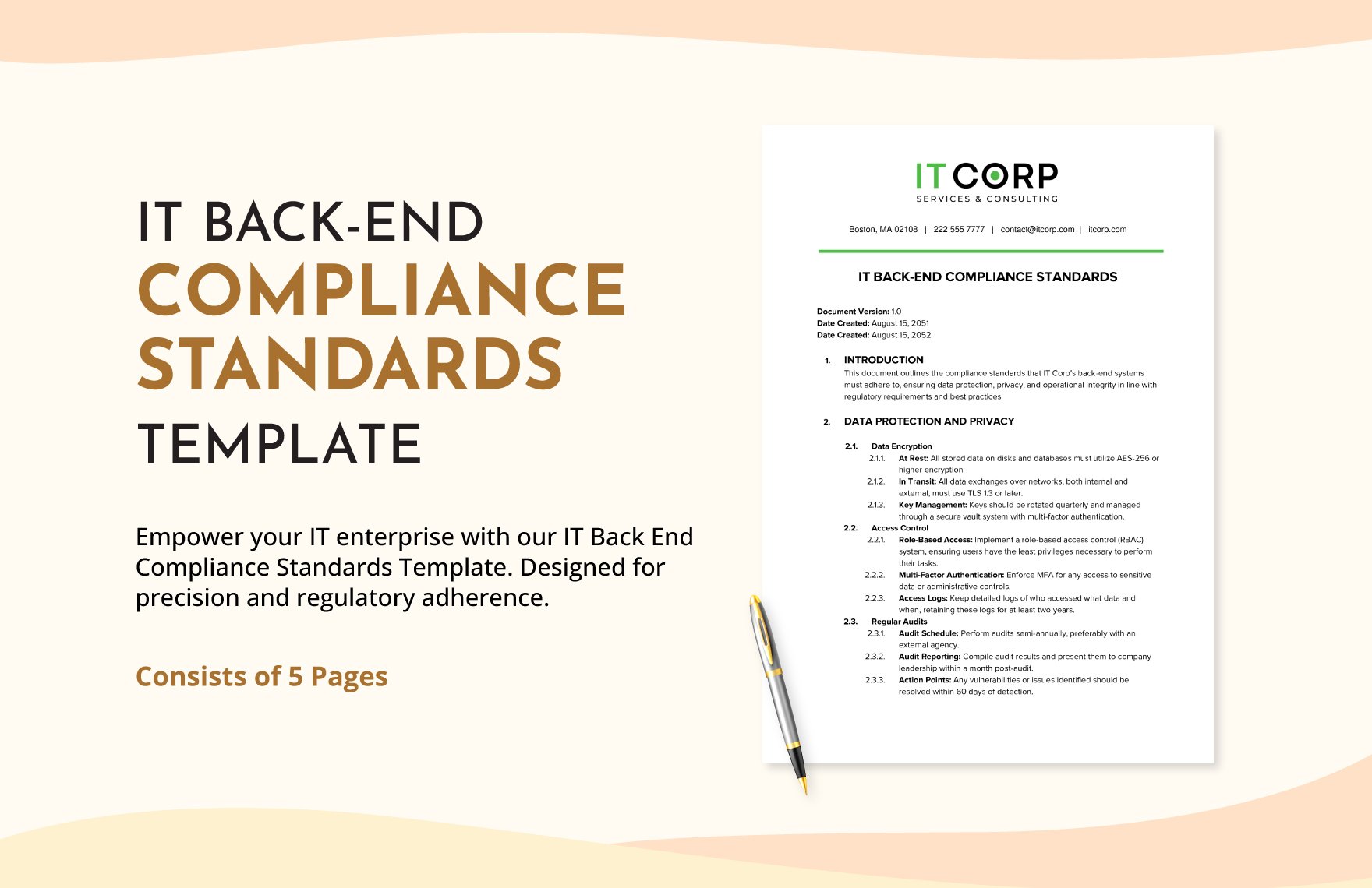 IT Back-End Compliance Standards Template in Word, Google Docs, PDF