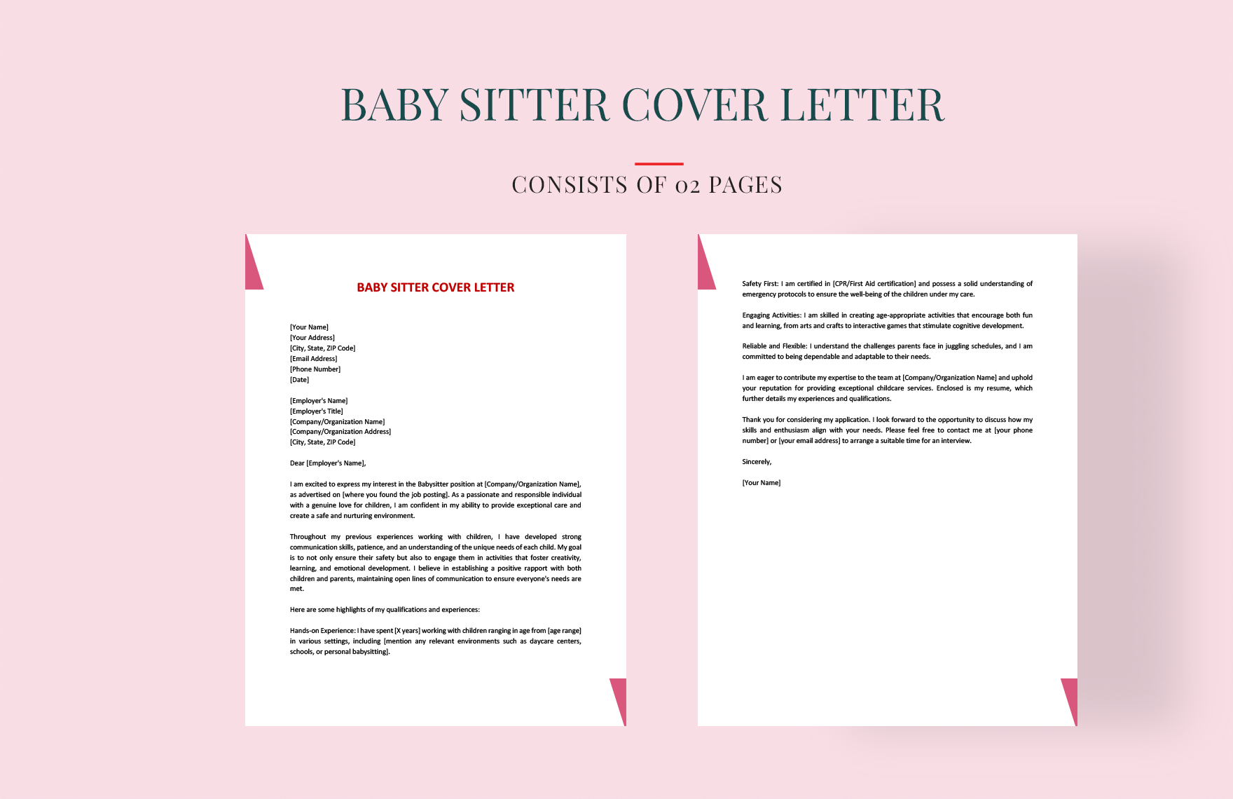 Babysitter Cover Letter in Word, Google Docs, PDF