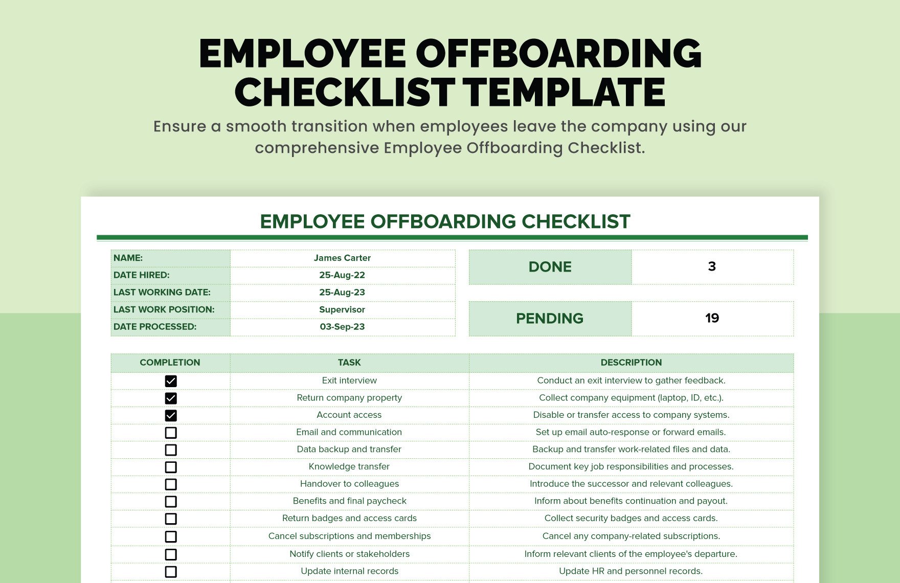 Employee Offboarding Checklist Template
