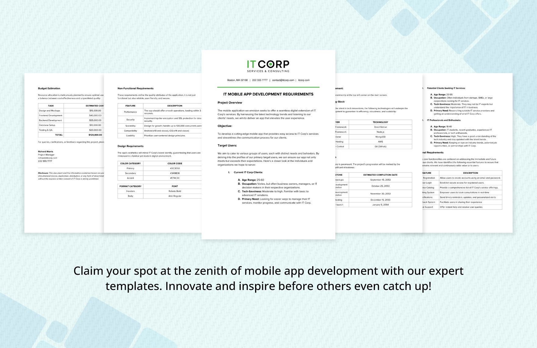 IT Mobile App Development Requirements Template