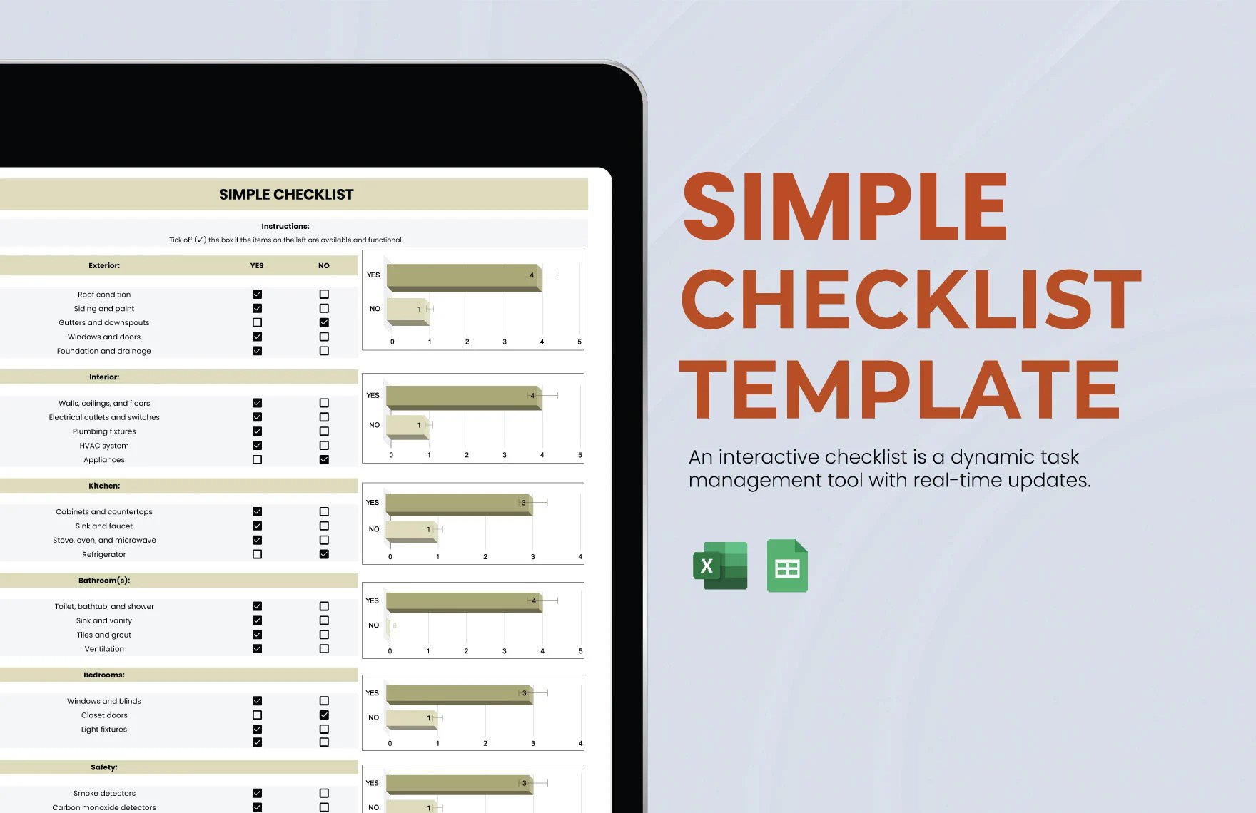 Free Simple Checklist Template in Excel, Google Sheets