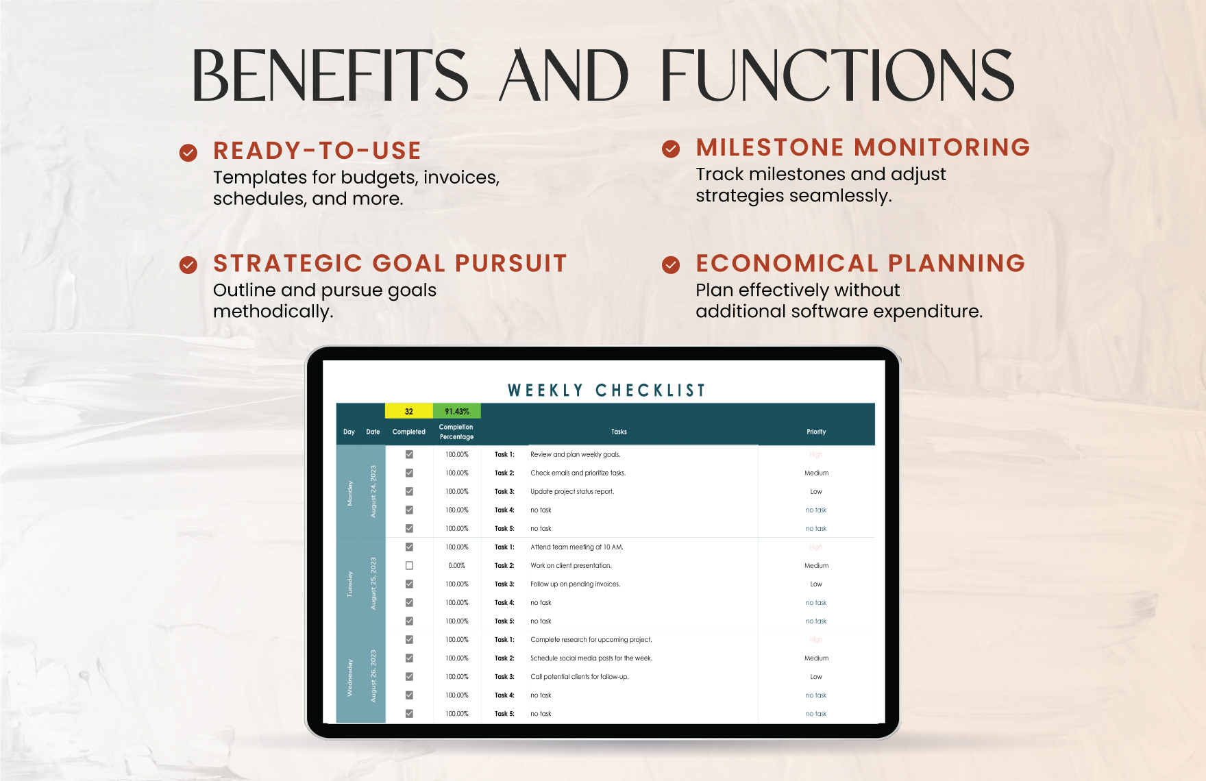 Weekly Checklist Template