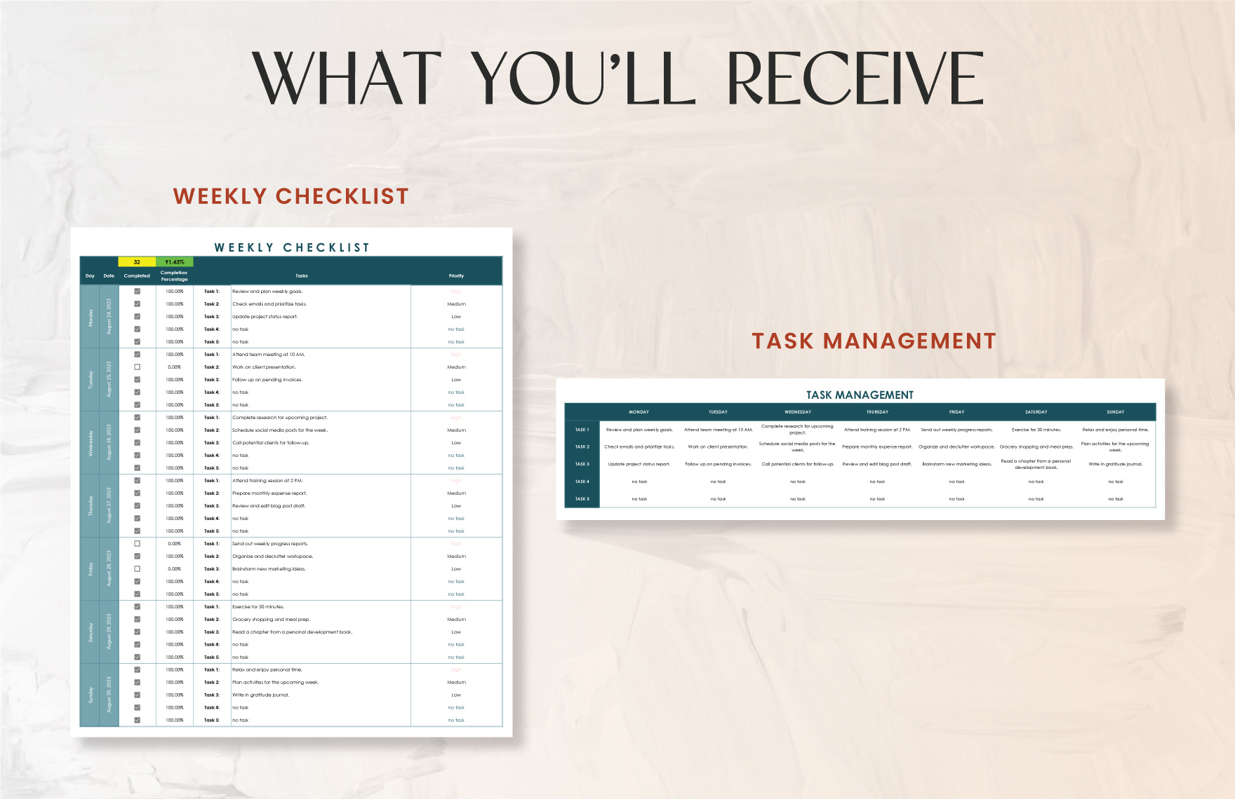 Weekly Checklist Template