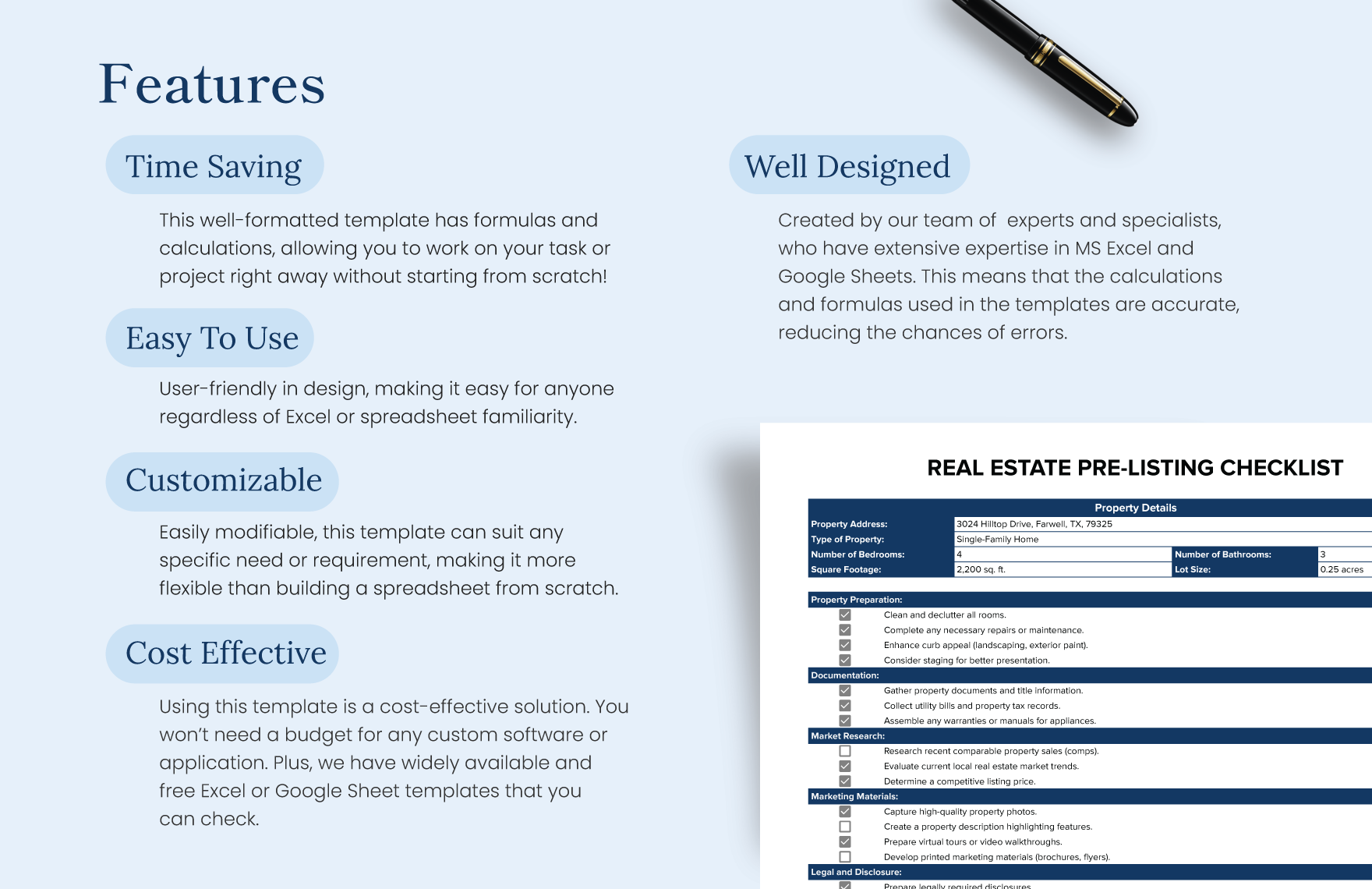 Real Estate PreListing Checklist Template