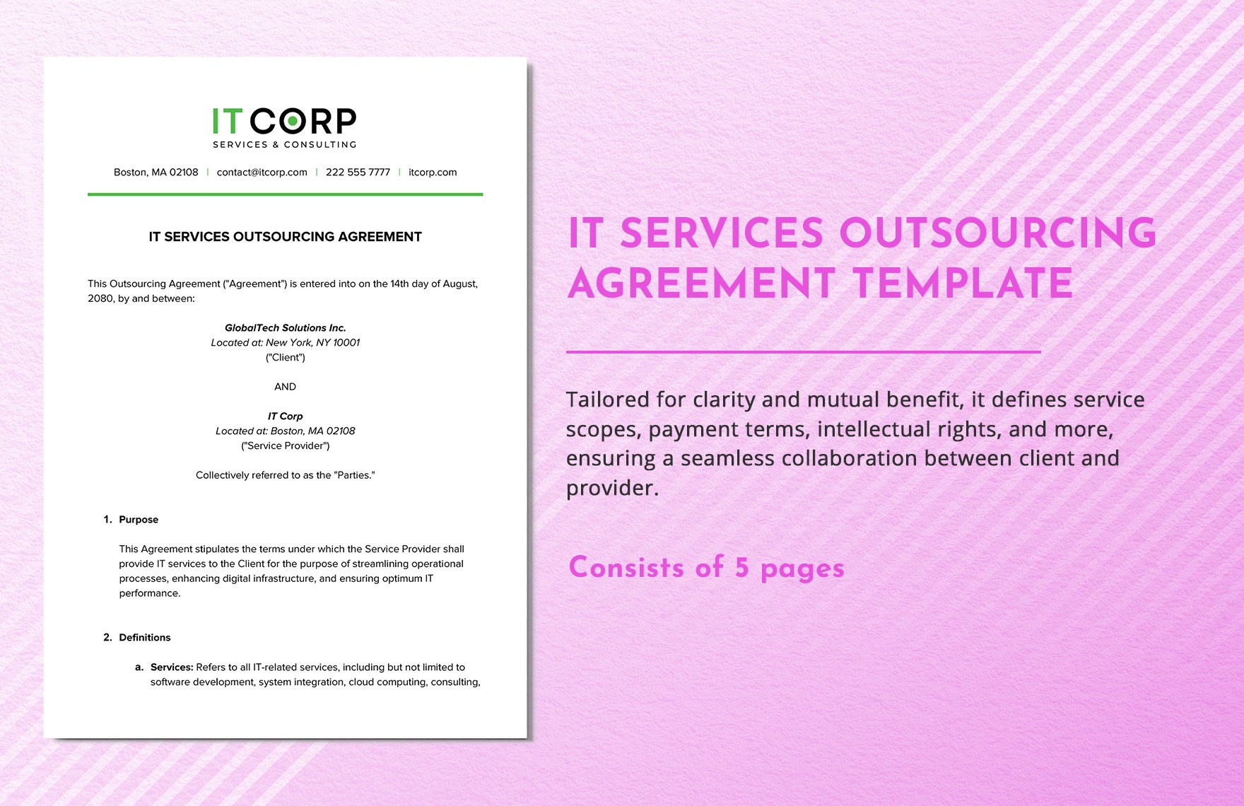 IT Services Outsourcing Agreement Template