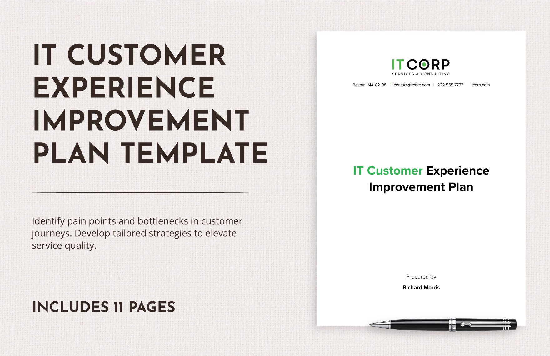 IT Customer Experience Improvement Plan Template in Word, Google Docs, PDF