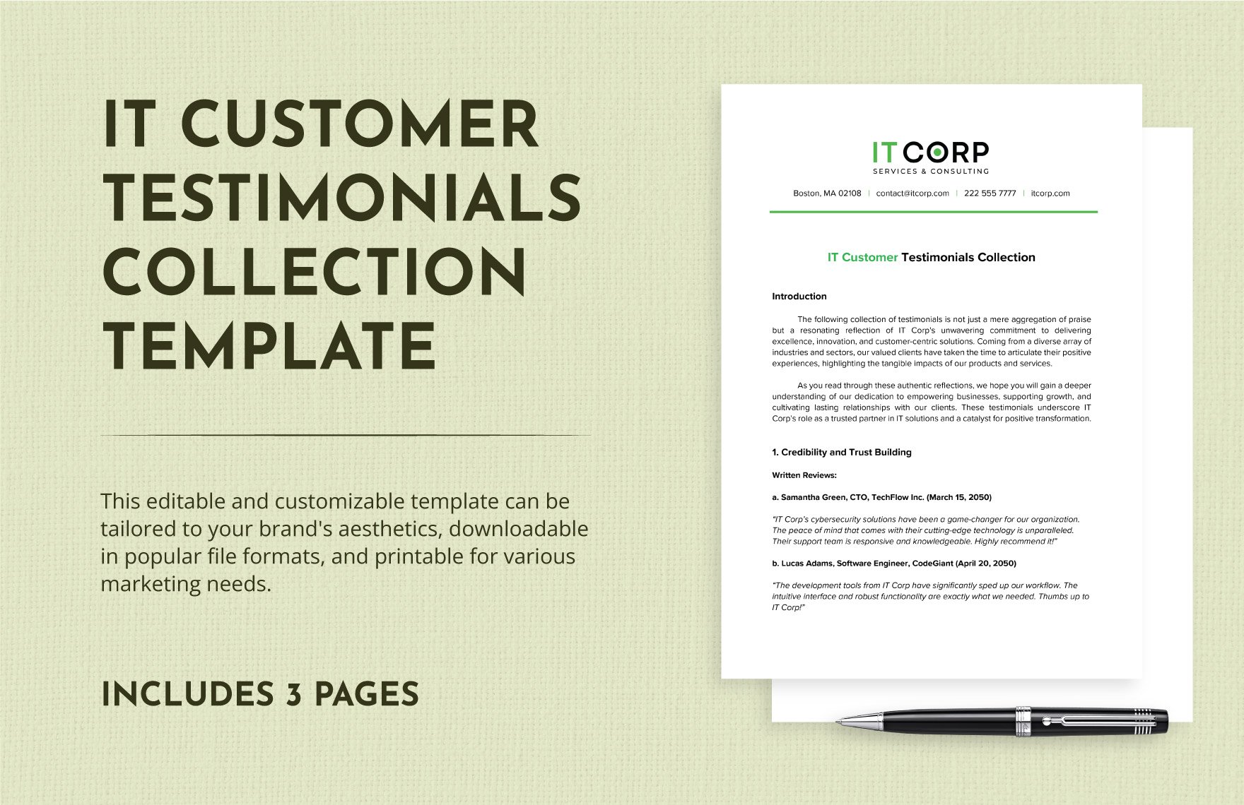 IT Customer Testimonials Collection Template in Word, Google Docs, PDF