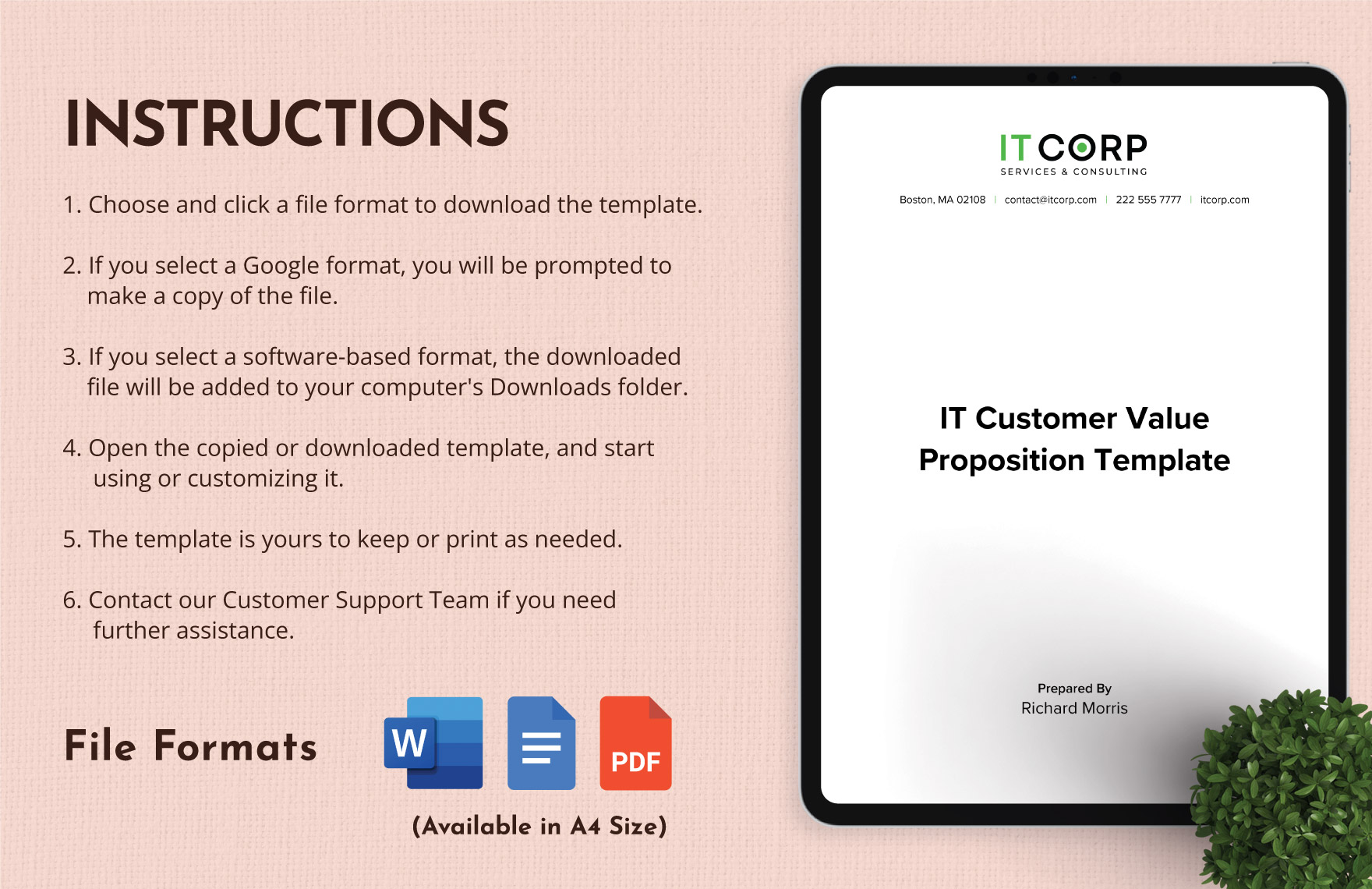 IT Customer Value Proposition Template