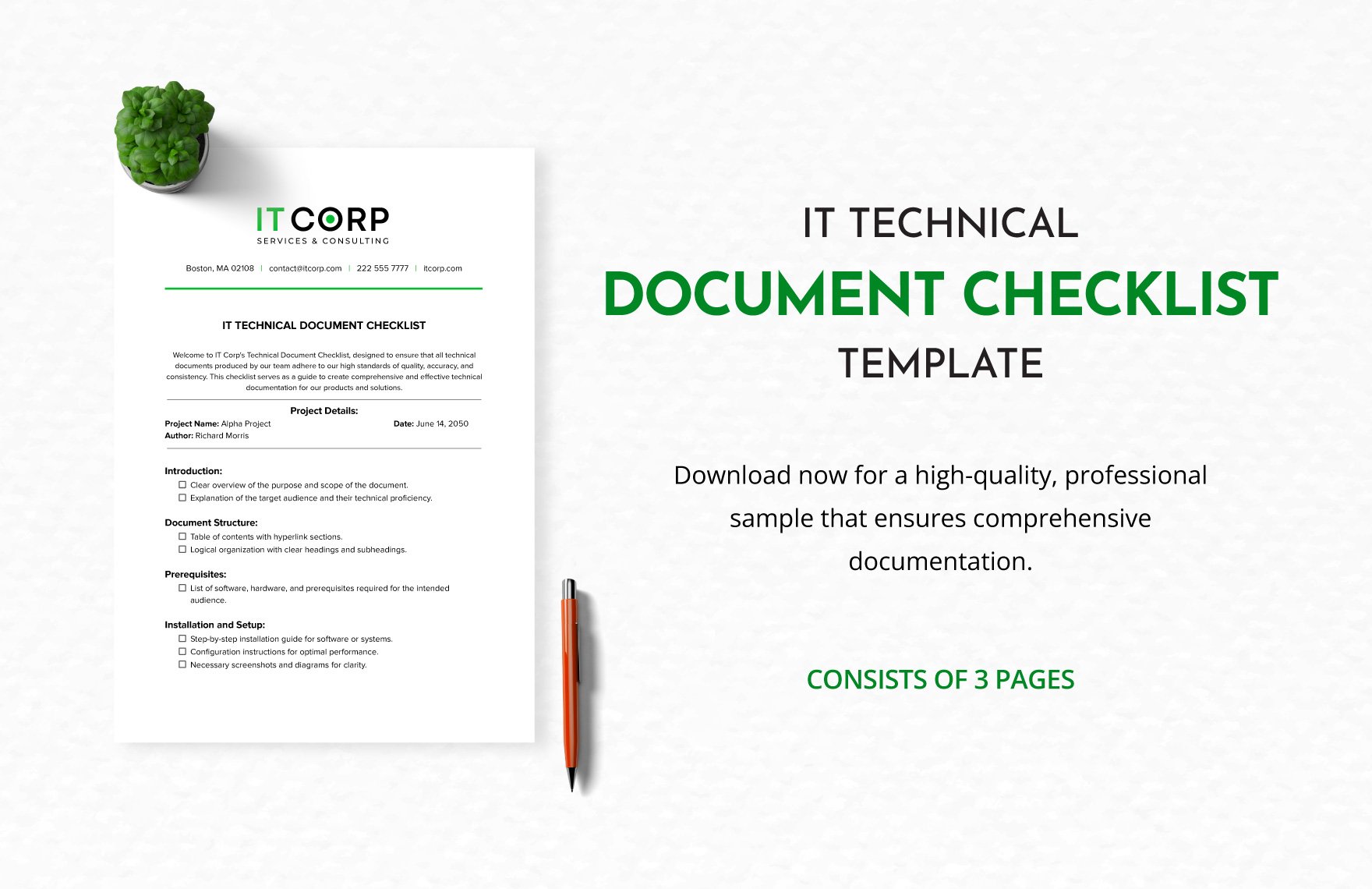 IT Technical Document Checklist Template in Word, Google Docs, PDF