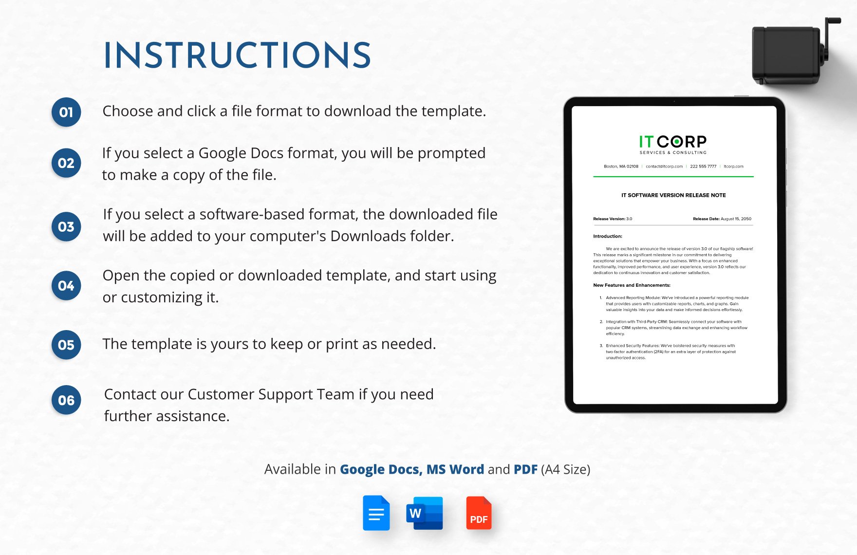 IT Software Version Release Note Template