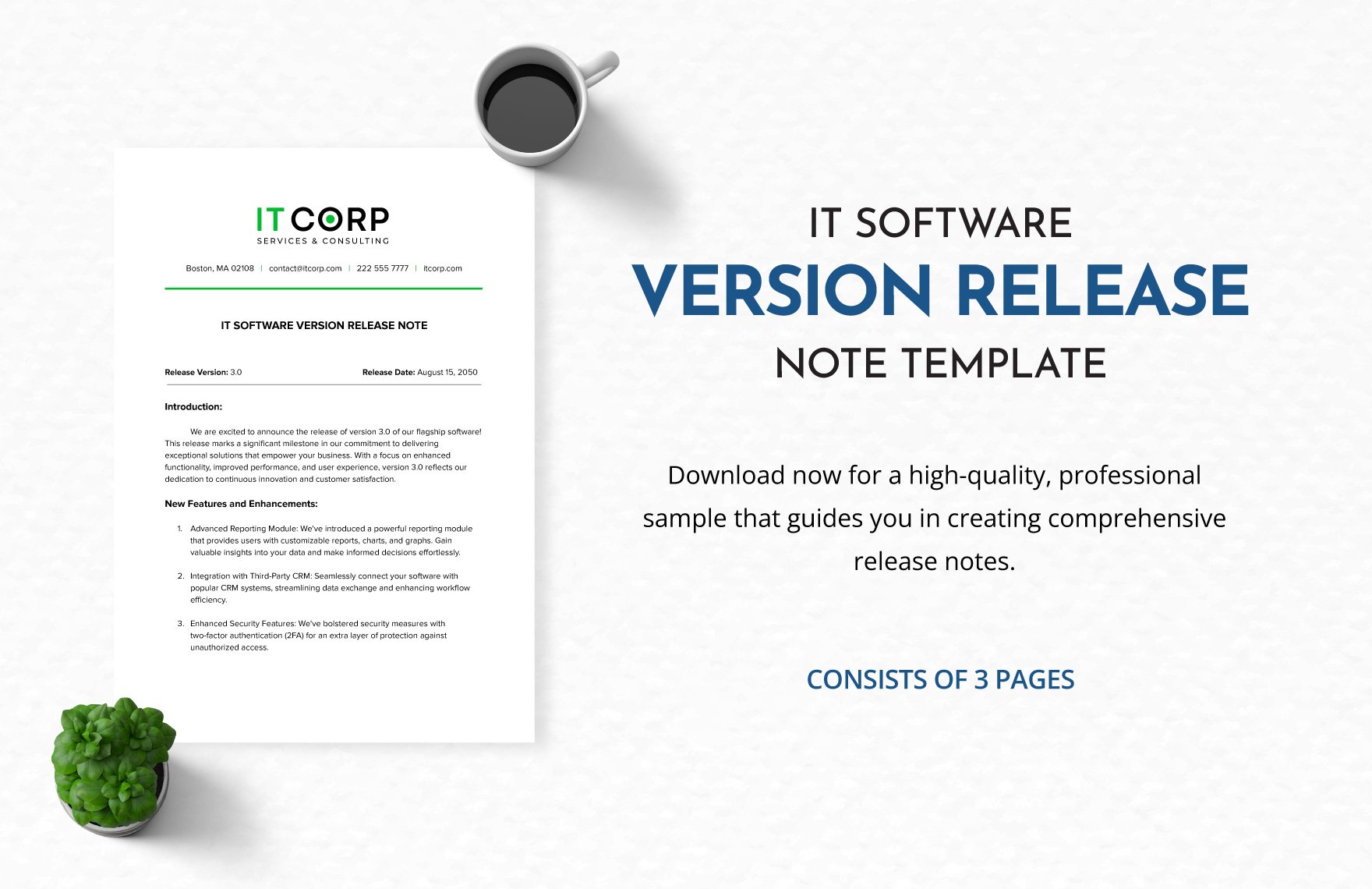 IT Software Version Release Note Template