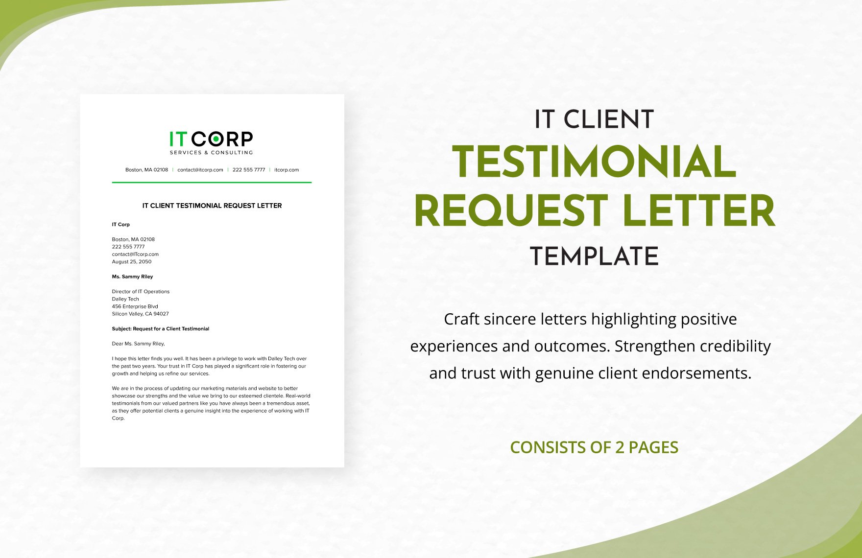 IT Client Testimonial Request Letter Template