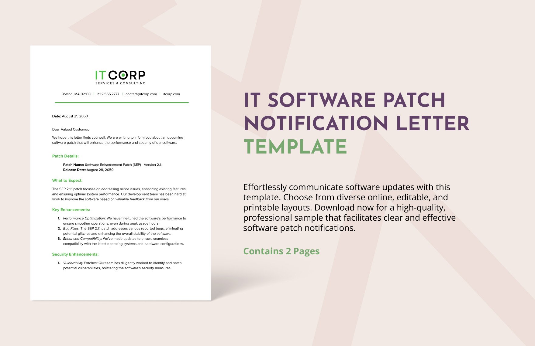 IT Software Patch Notification Letter Template