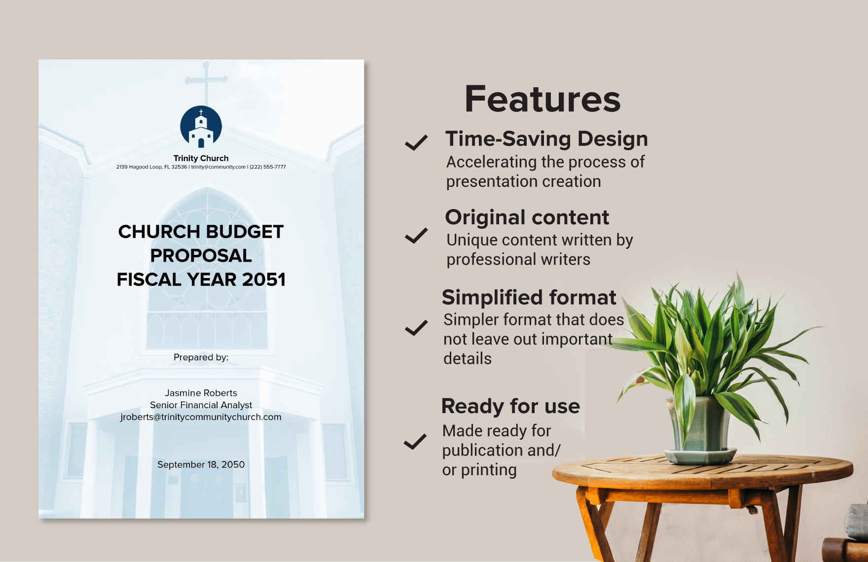Simple Church Budget Proposal Template