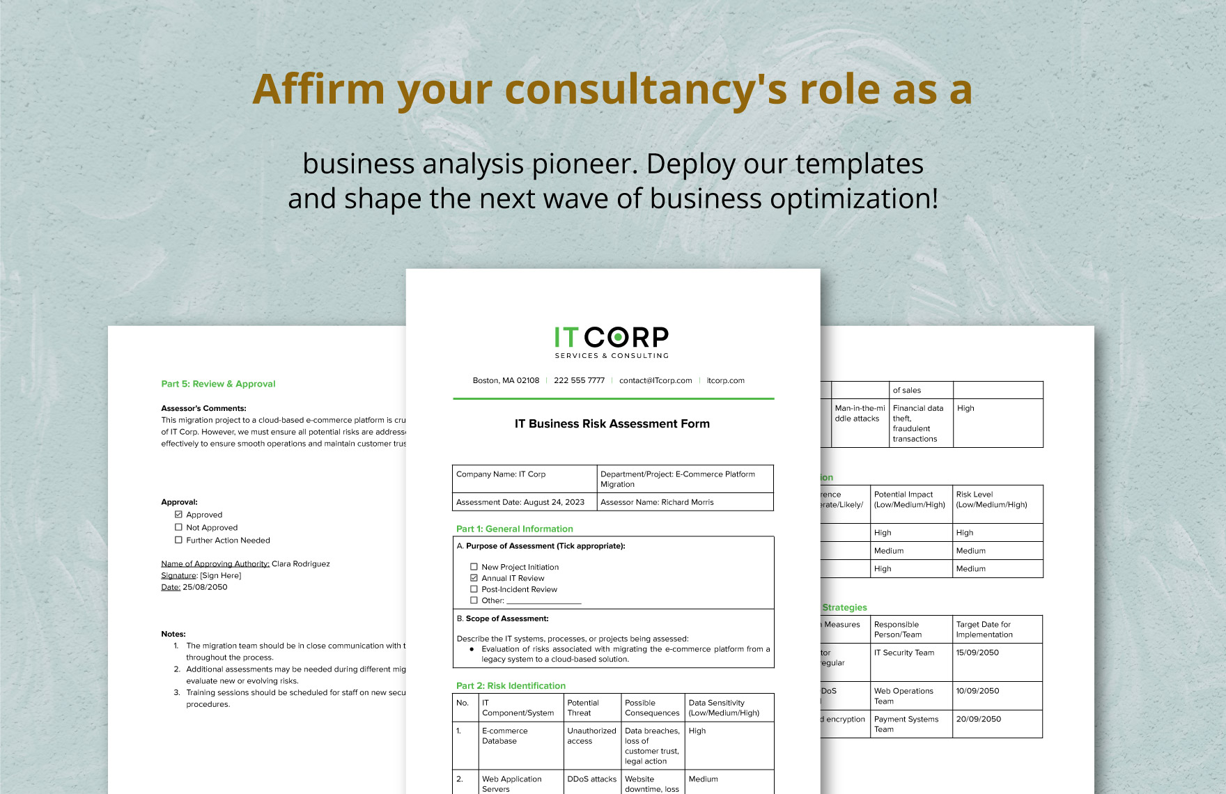 IT Business Risk Assessment Form Template