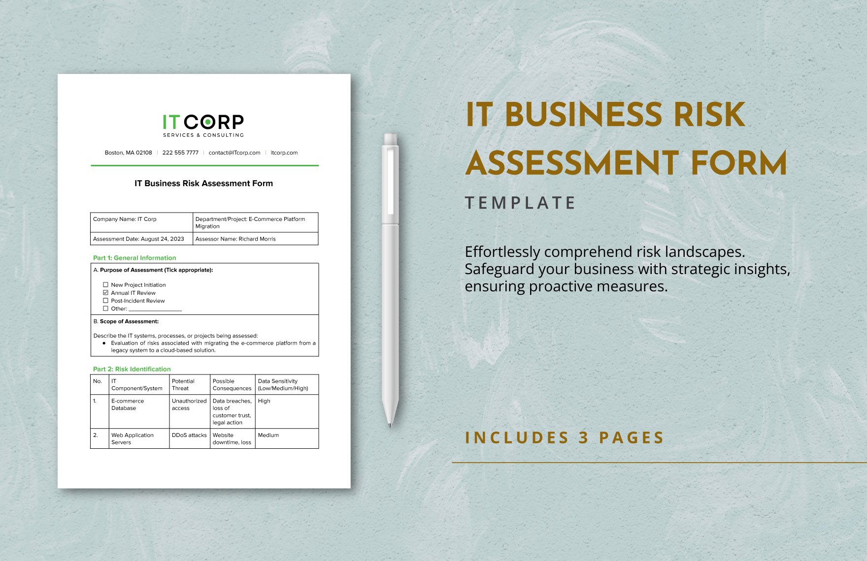 IT Business Risk Assessment Form Template in Word, Google Docs, PDF