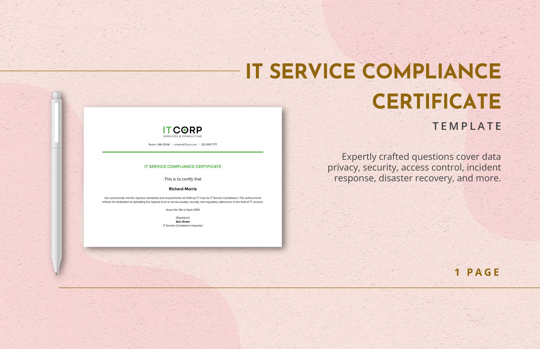 IT Service Compliance Certificate Template