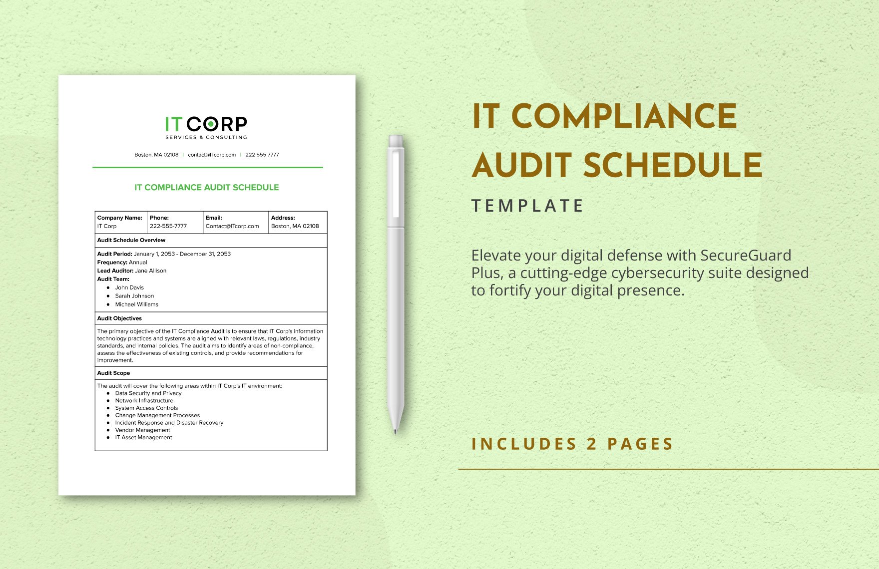 IT Compliance Audit Schedule Template in Word, Google Docs, PDF