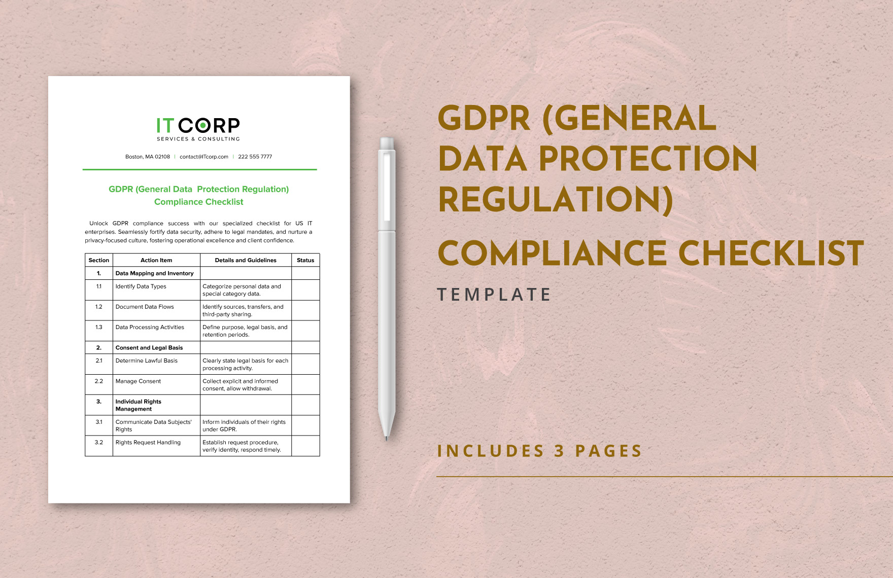 GDPR Compliance Checklist Template - Download In Word, Google Docs ...