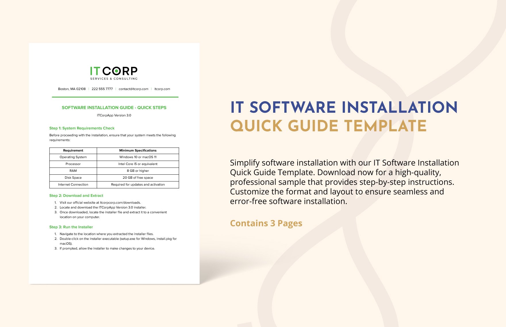 IT Software Installation Quick Guide Template