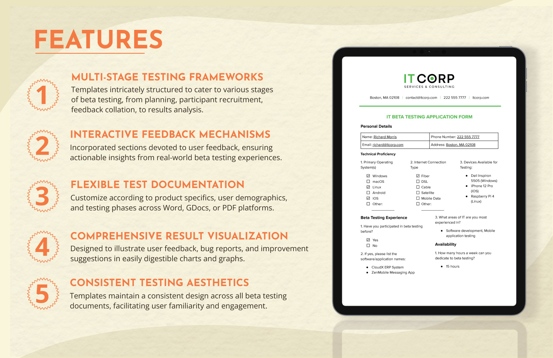 IT Beta Testing Application Form Template