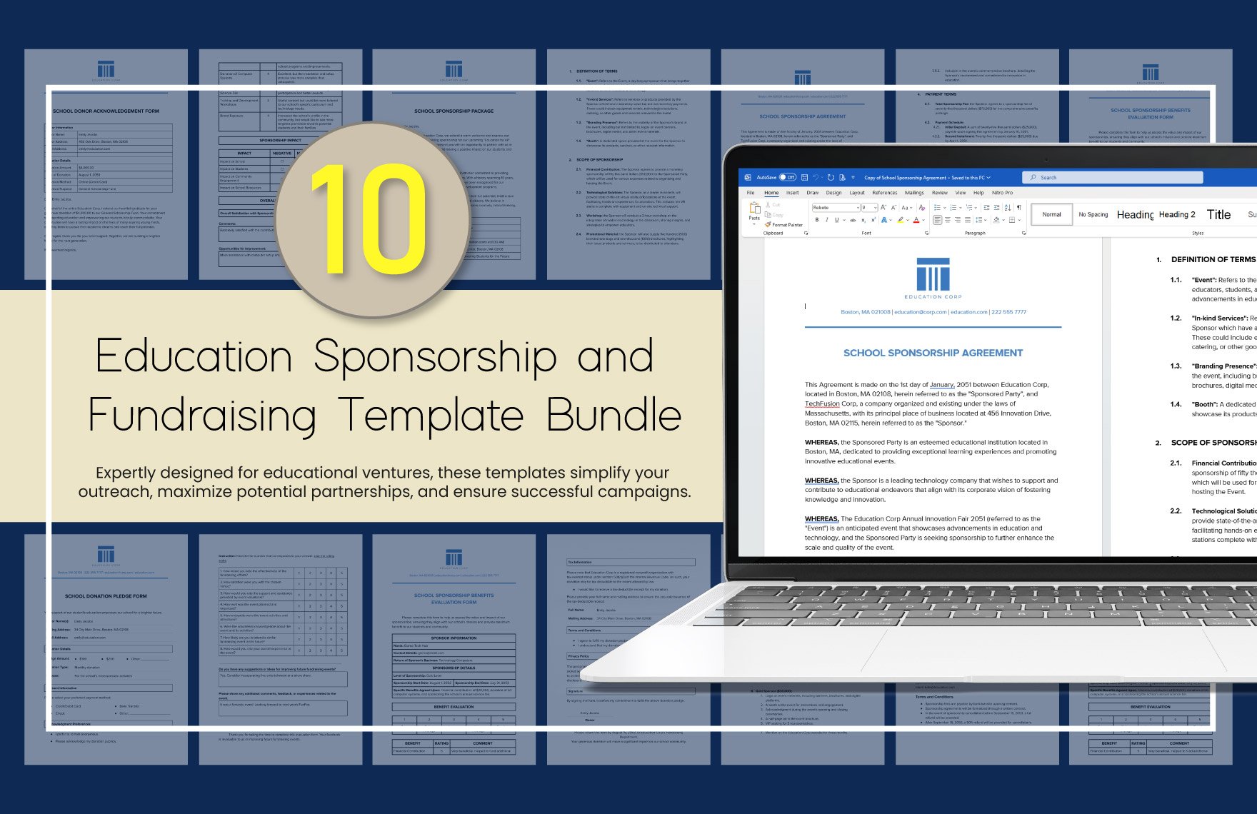 10  Education Sponsorship and Fundraising Template Bundle