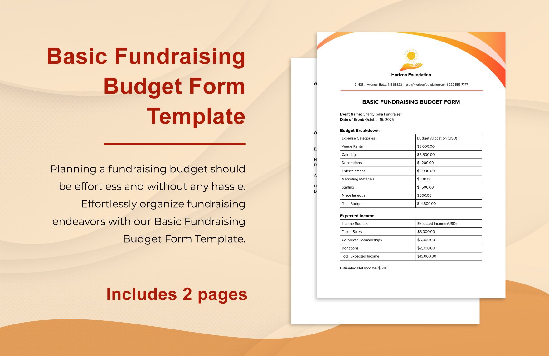 Basic Fundraising Budget Form Template