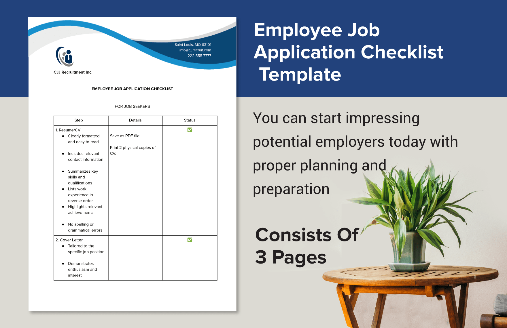 Employee Job Application Checklist Template