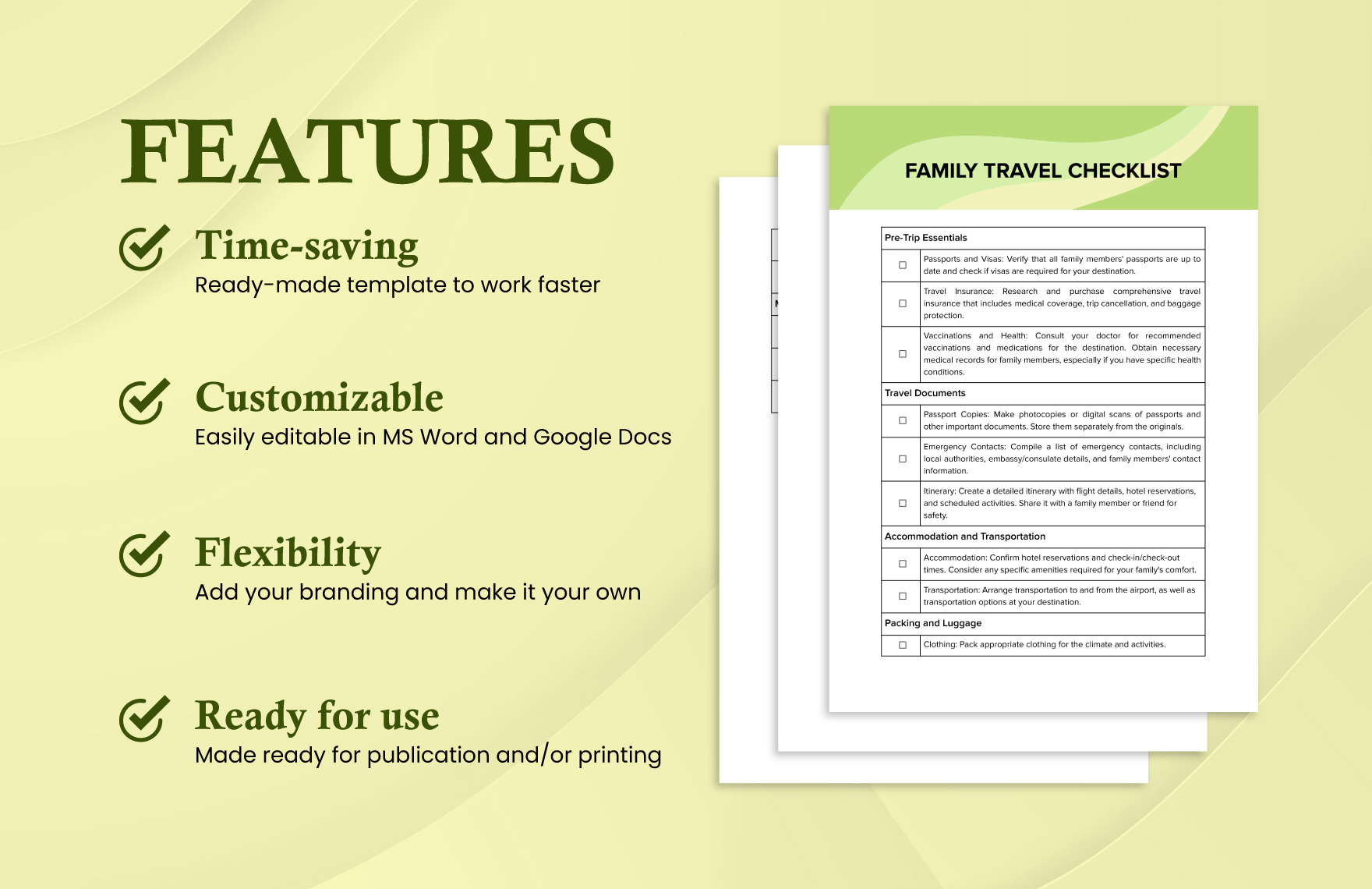 Family Travel Checklist Template