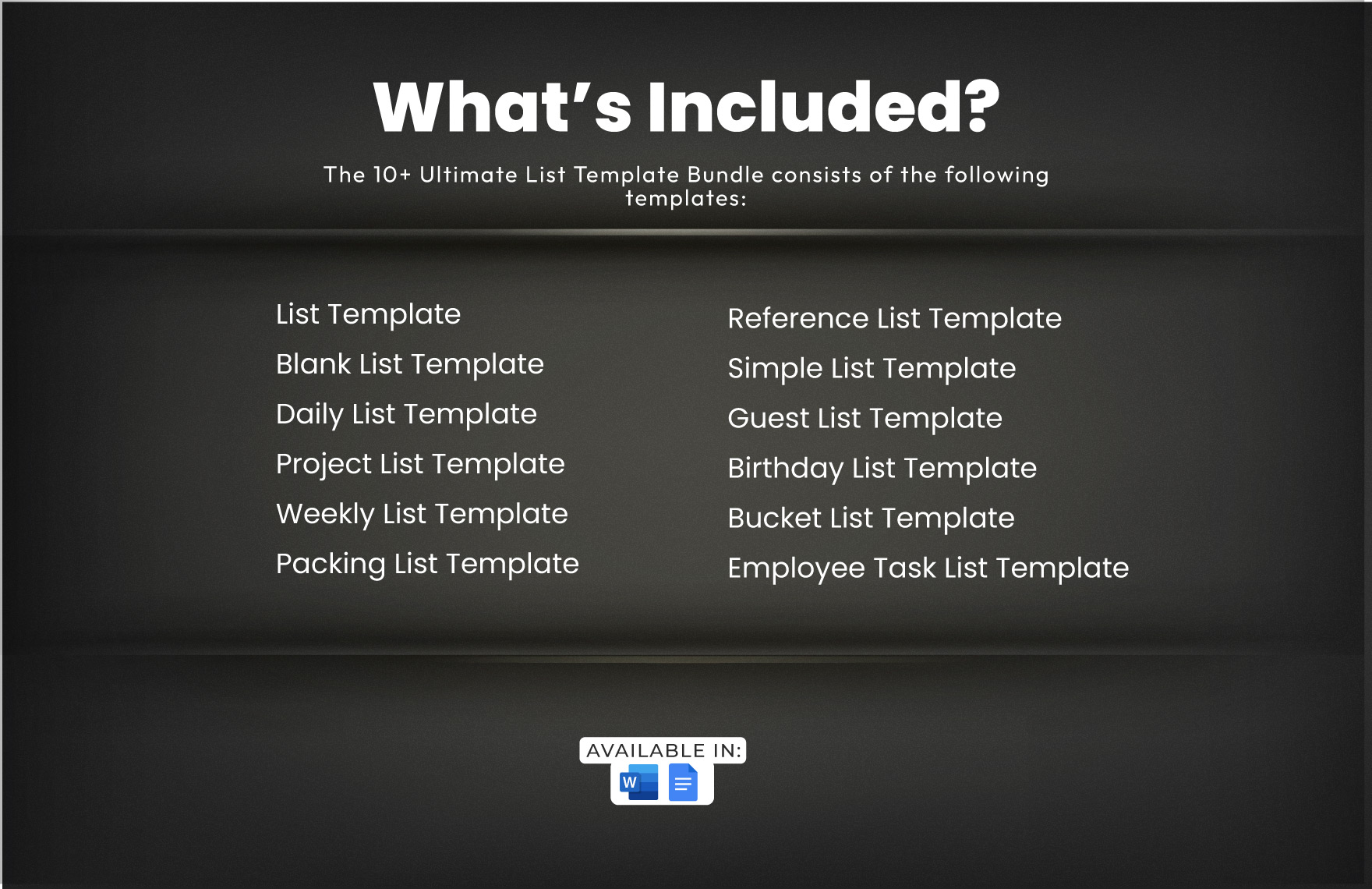 10+ List Template Bundle