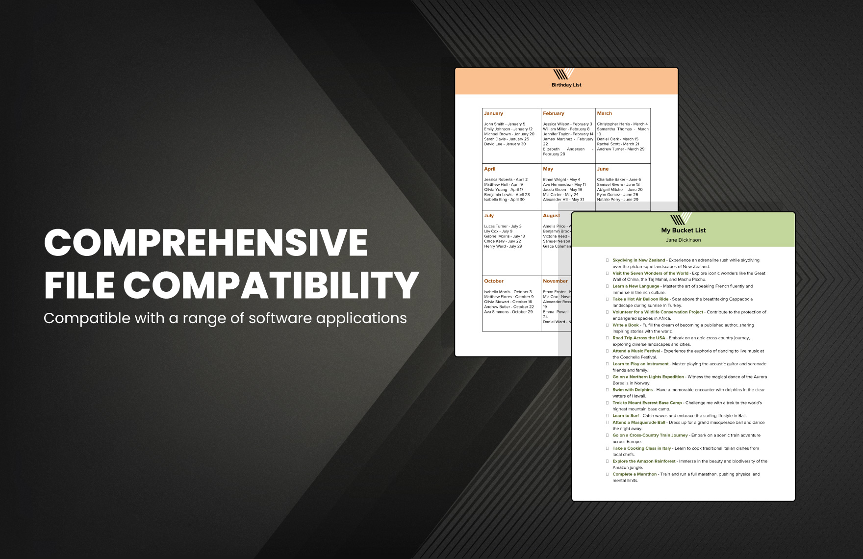 10+ List Template Bundle