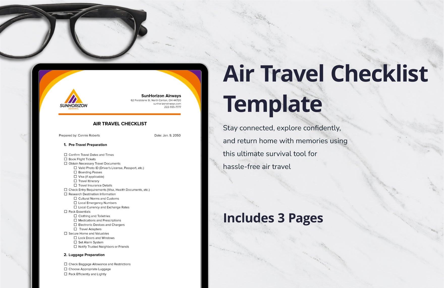 Air Travel Checklist Template