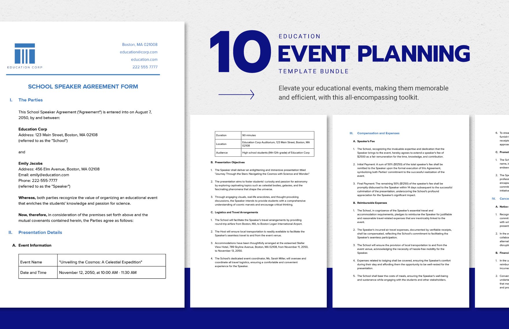 10 Education Event Planning Template Bundle