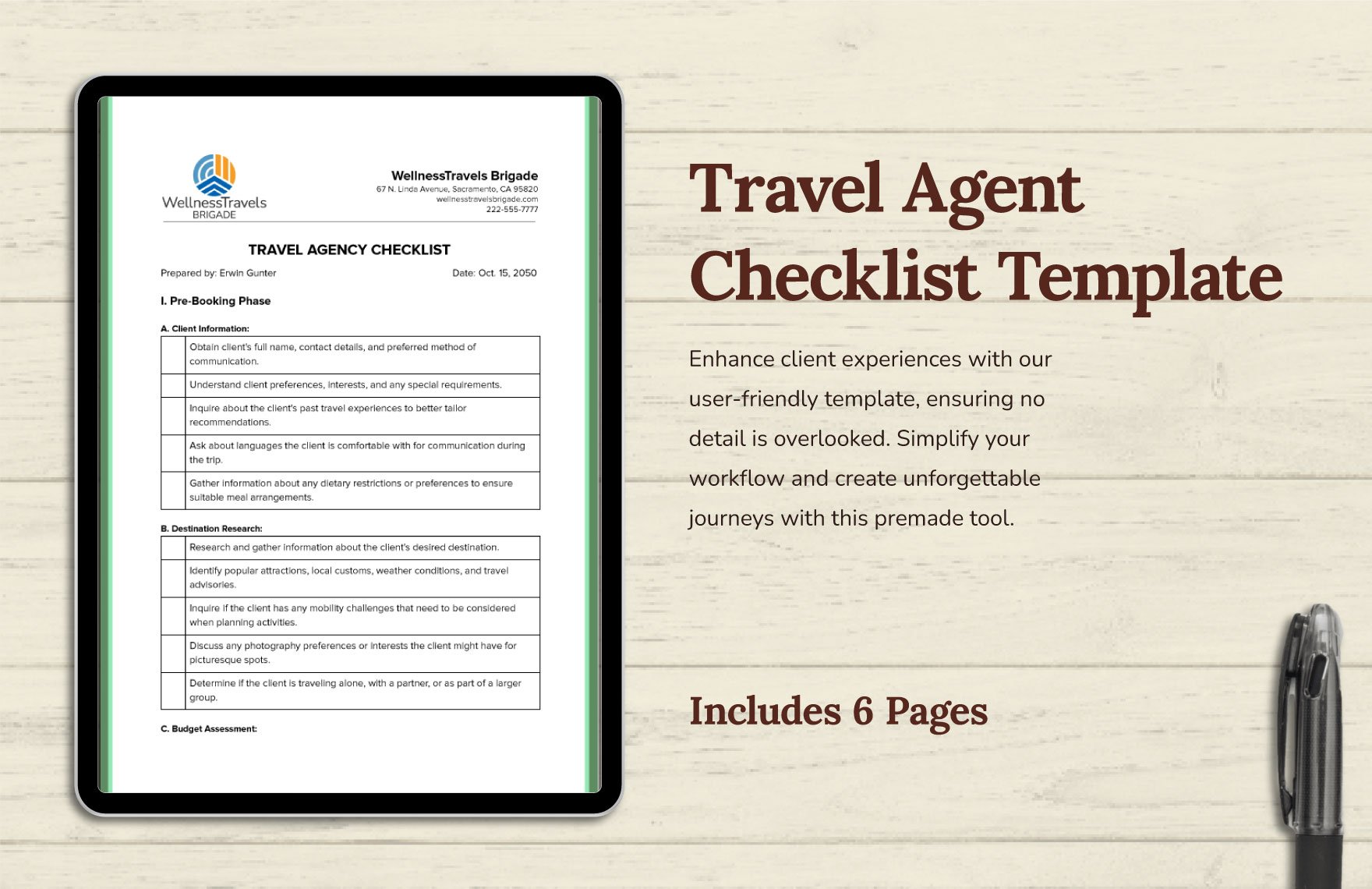 Travel Agent Checklist Template
