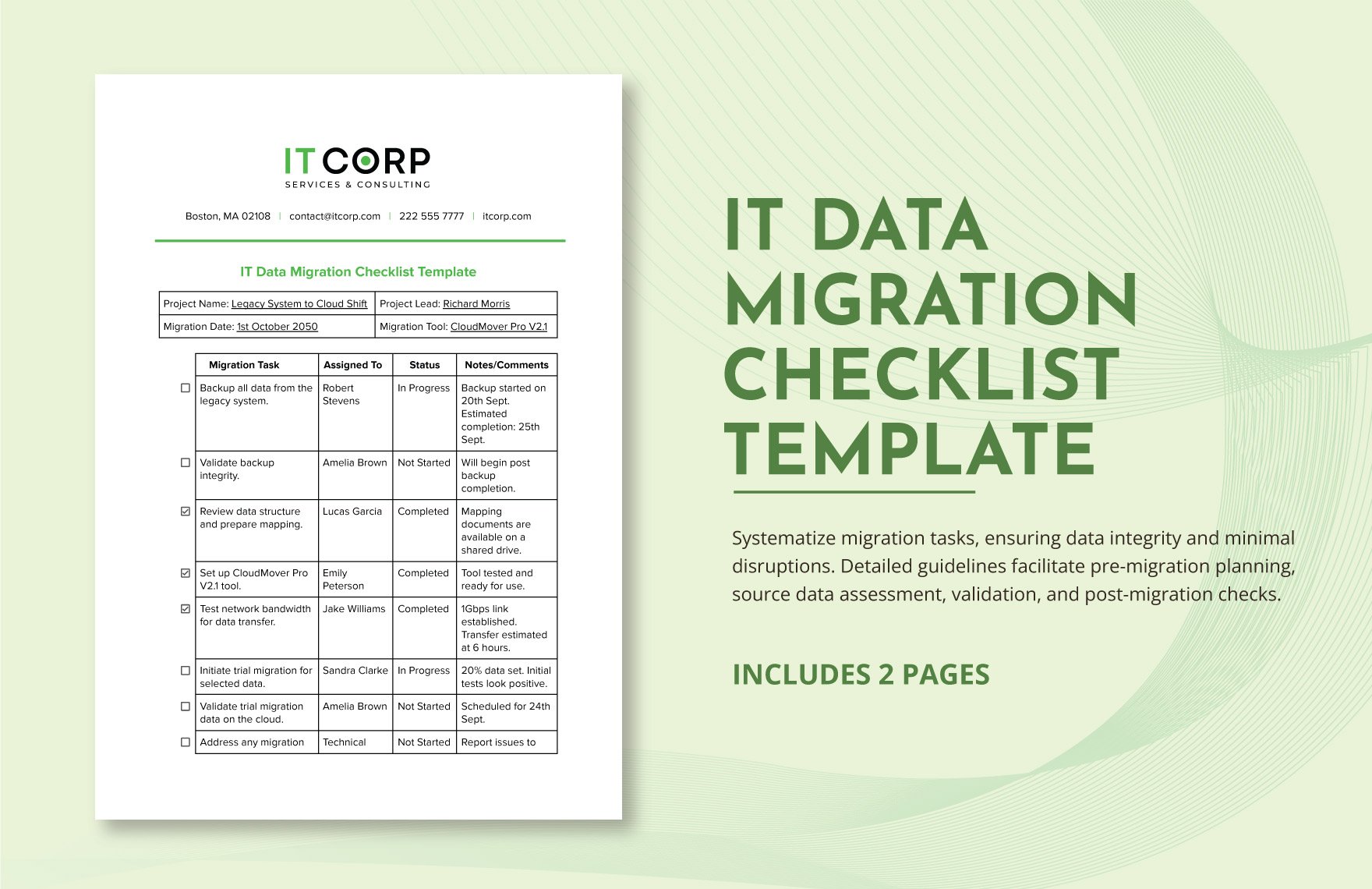 IT Data Migration Checklist Template in Word, Google Docs, PDF