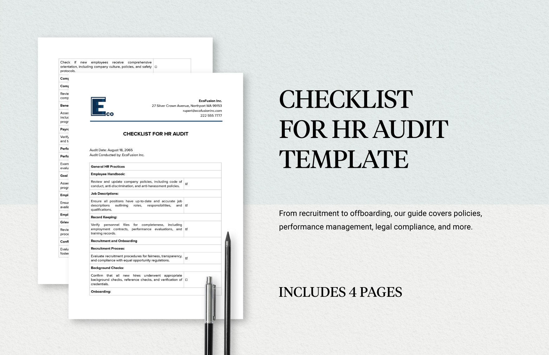 Checklist for HR Audit Template