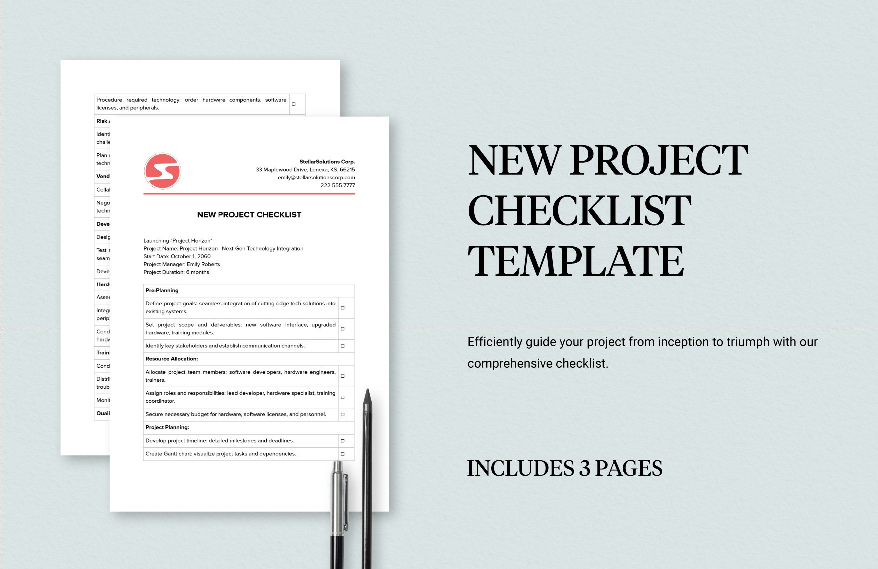 New Project Checklist Template