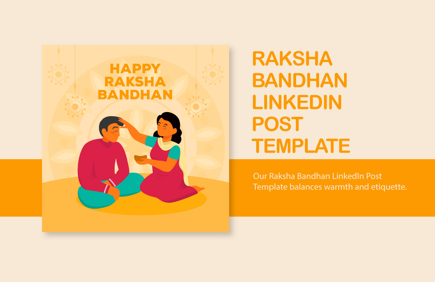 Free Raksha Bandhan LinkedIn Post Template in Illustrator, PSD, PNG