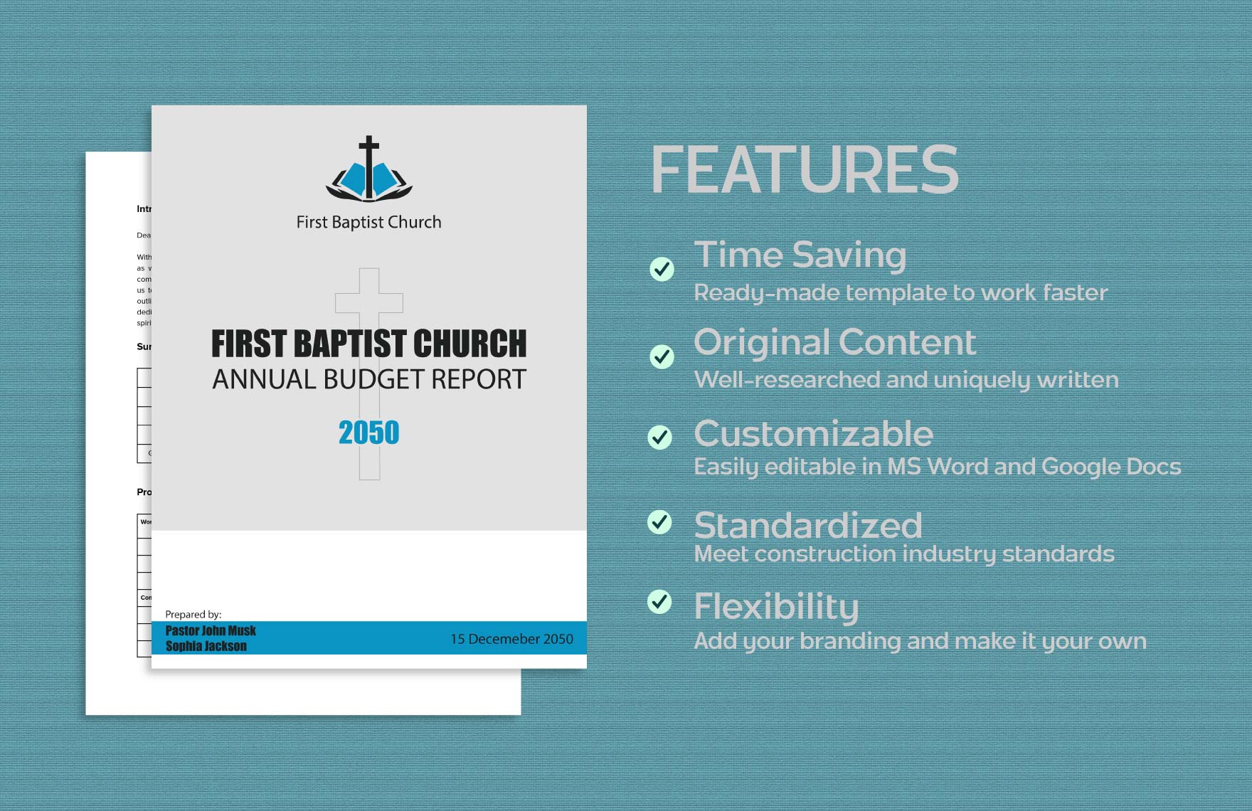 First Baptist Church Annual Budget Report Template