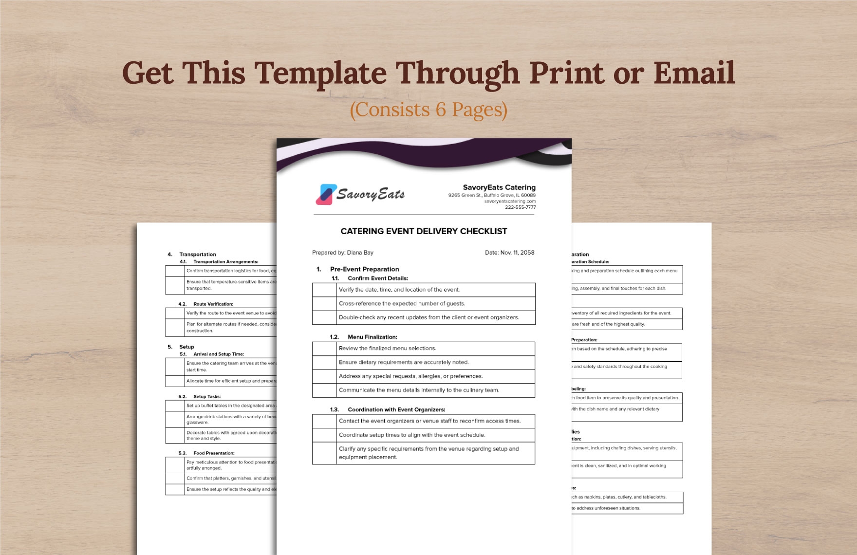 Catering Event Delivery Checklist Template
