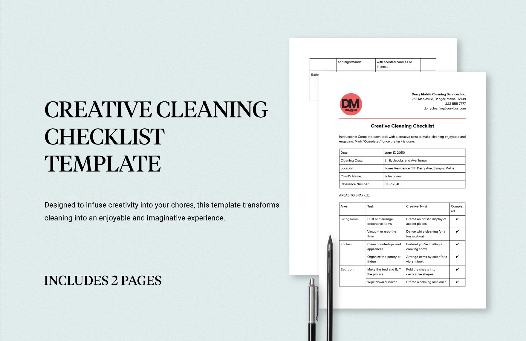 Creative Cleaning Checklist Template