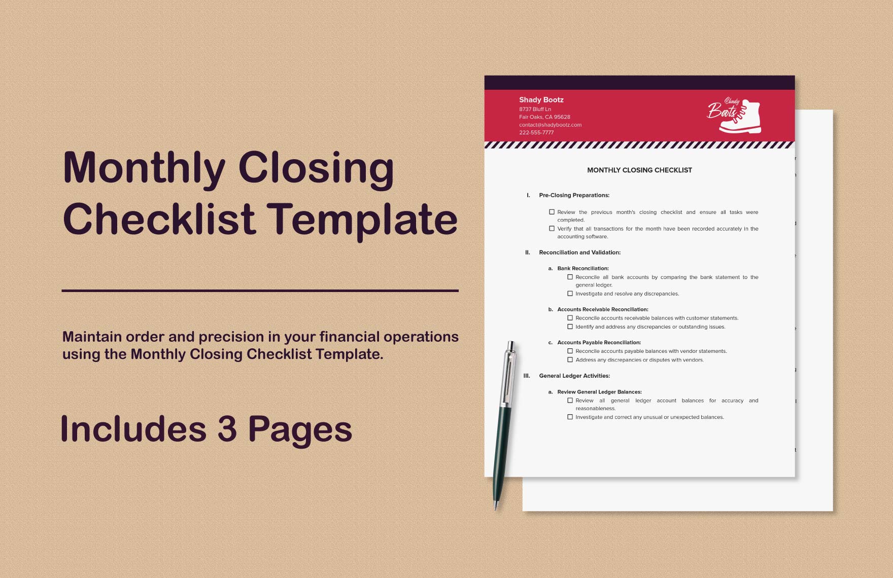  Monthly Closing Checklist Template