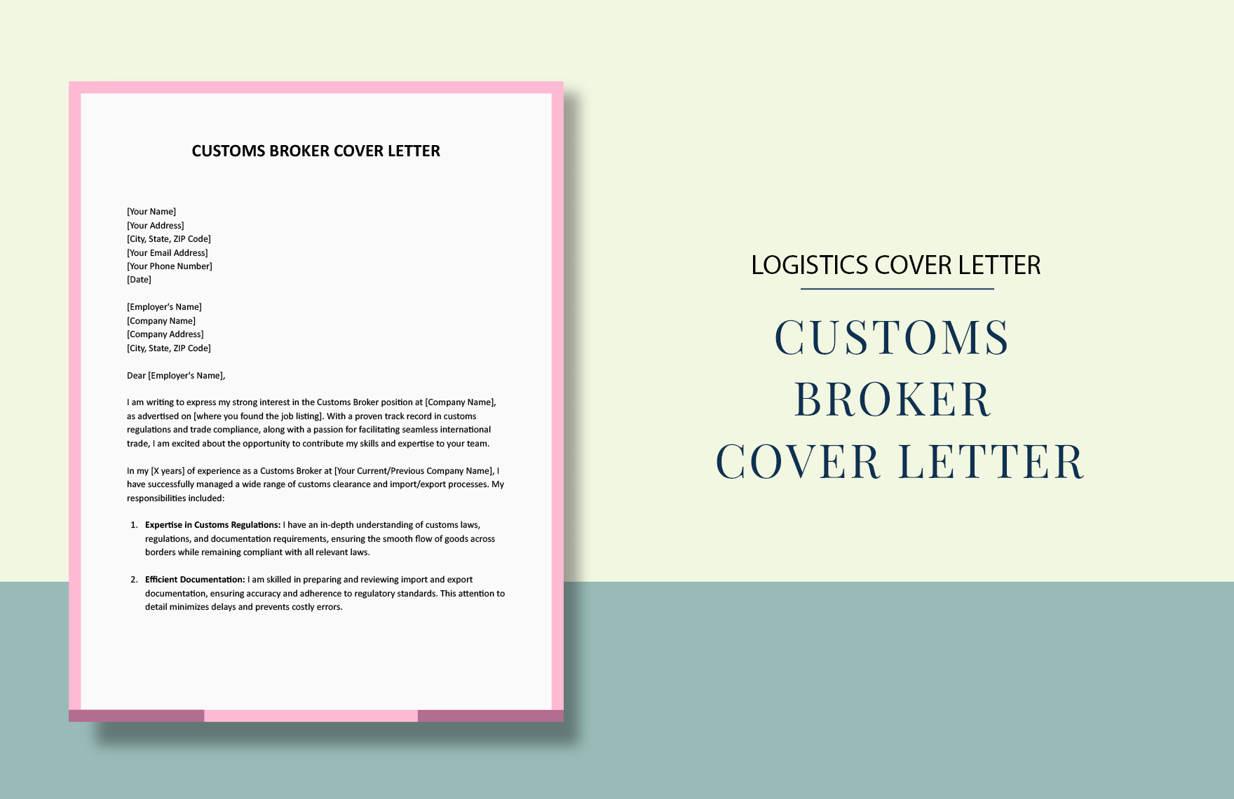 Customs Broker Cover Letter in Word, Google Docs, Apple Pages