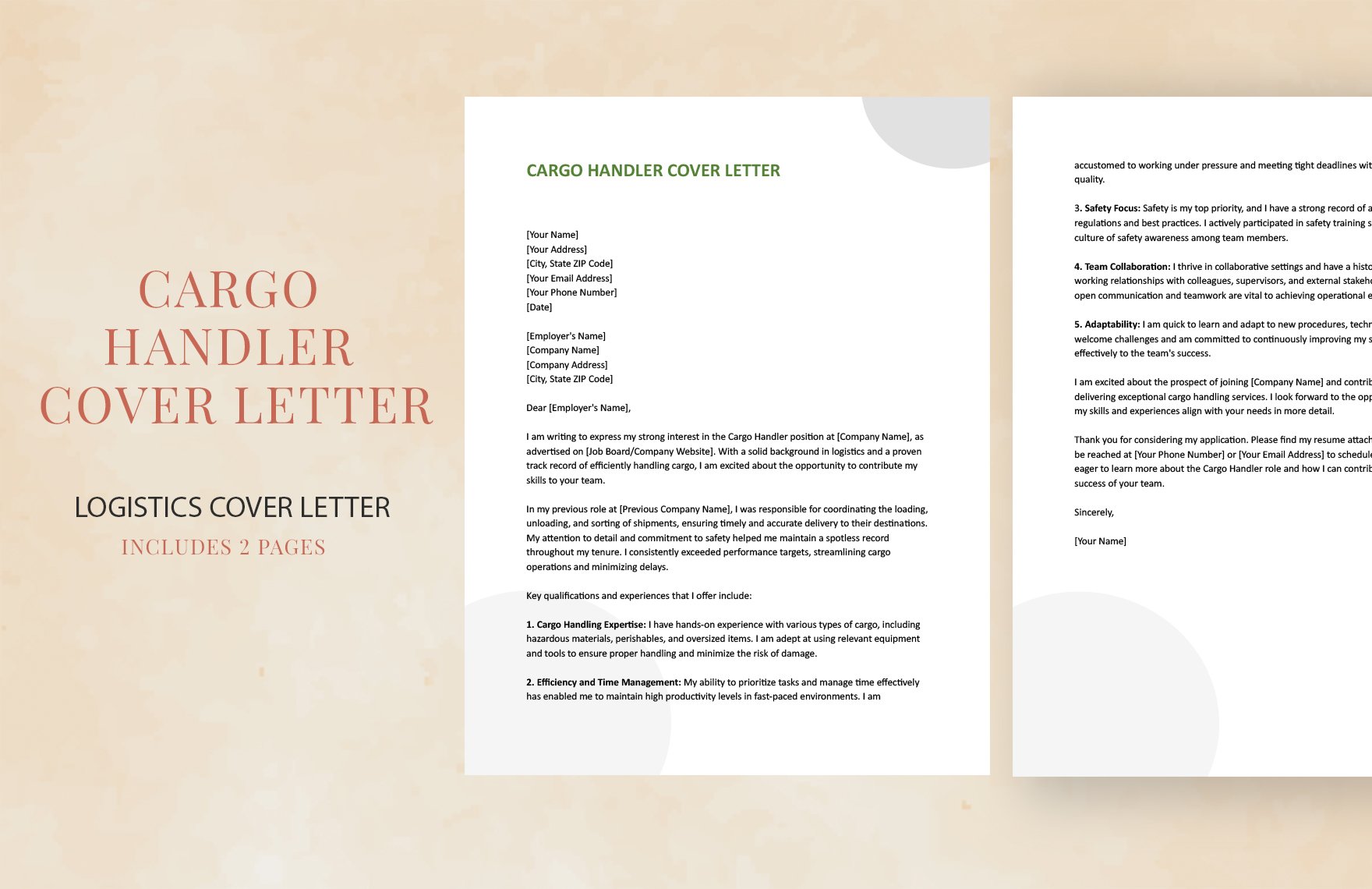 Cargo Handler Cover Letter in Word, Google Docs, Apple Pages