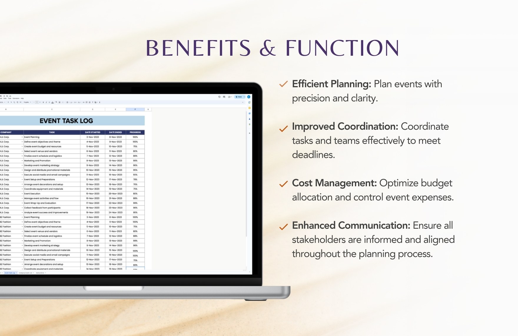 Event Gantt Chart Template