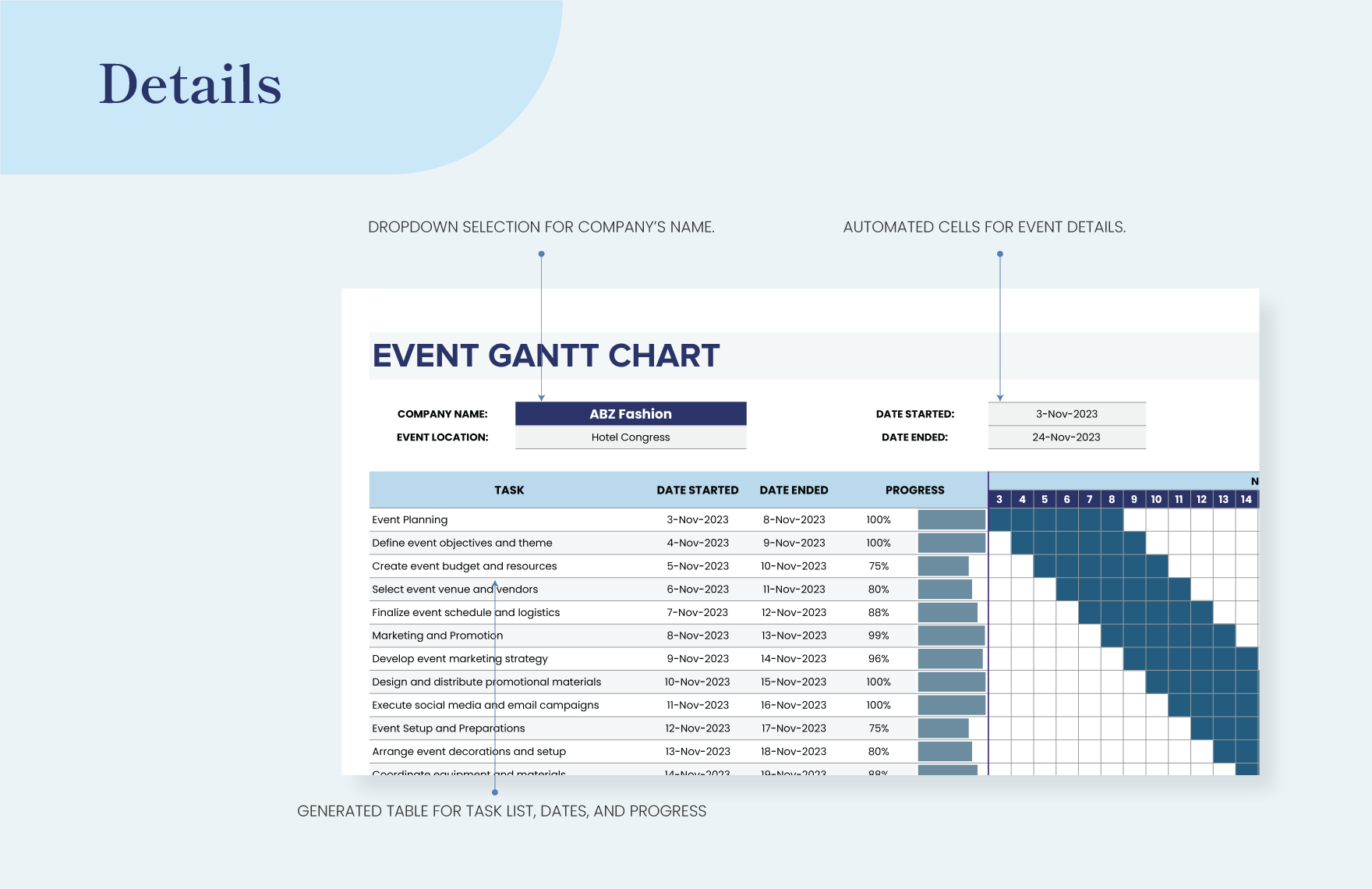 Event Gantt Chart Template